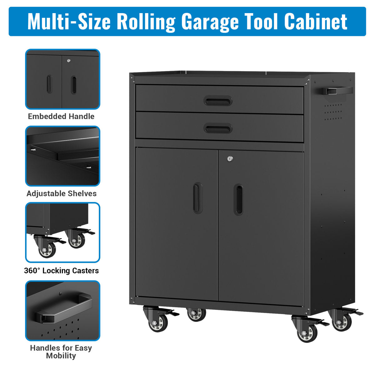 Metal Tool Garage Storage Cabinet with Wheels And Lock