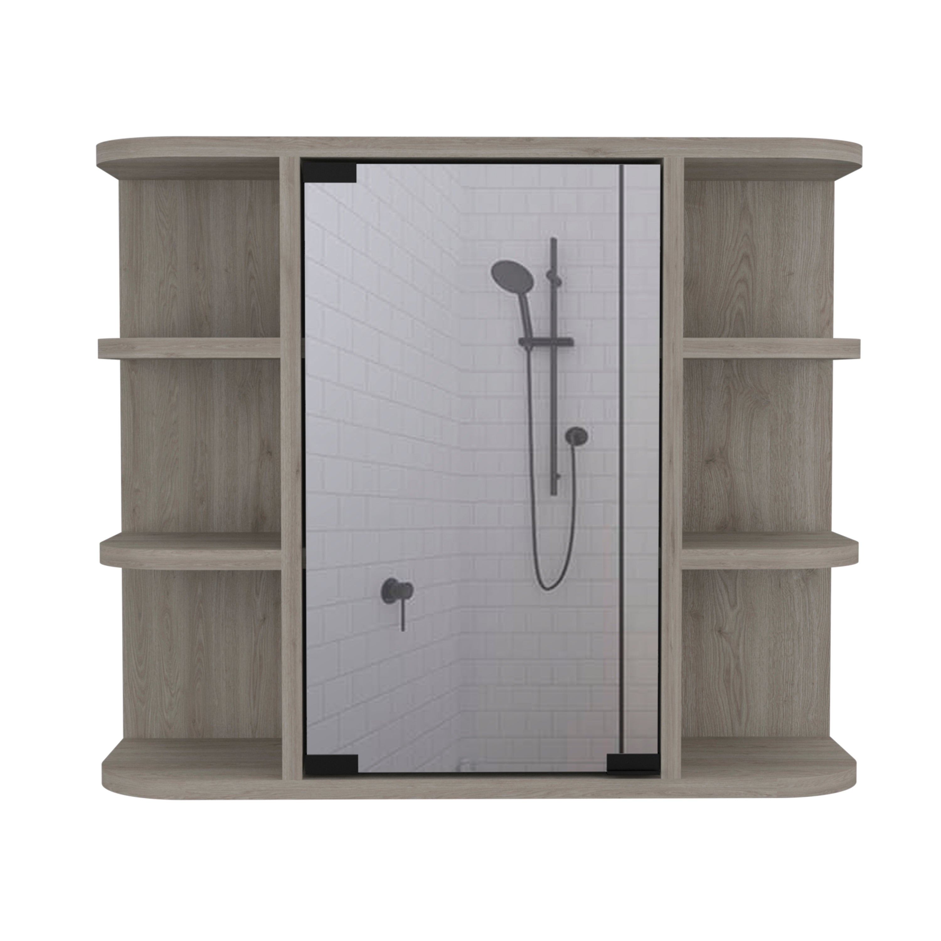 Milan Medicine Cabinet, Six External Shelves Mirror, Three Internal Shelves