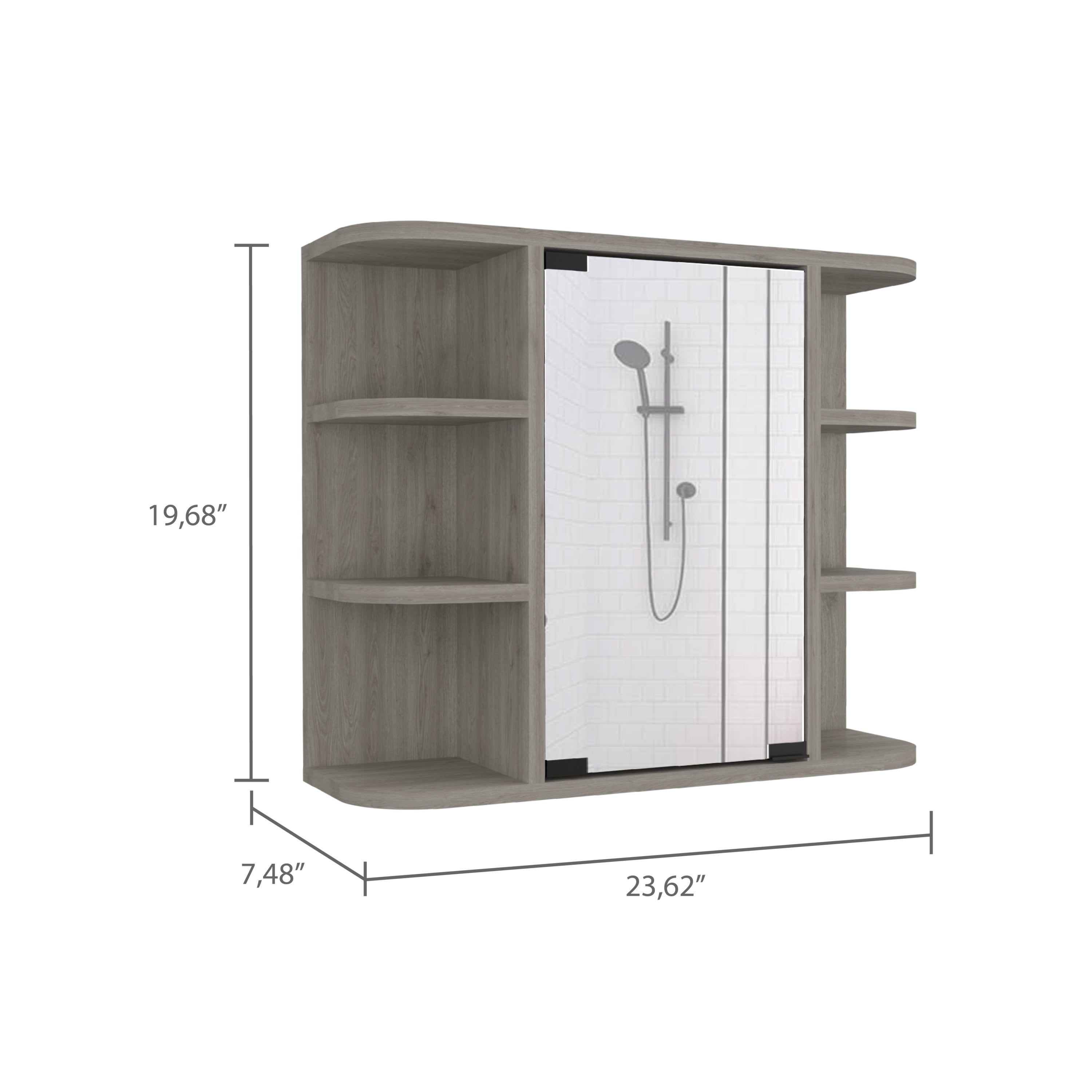 Milan Medicine Cabinet, Six External Shelves Mirror, Three Internal Shelves