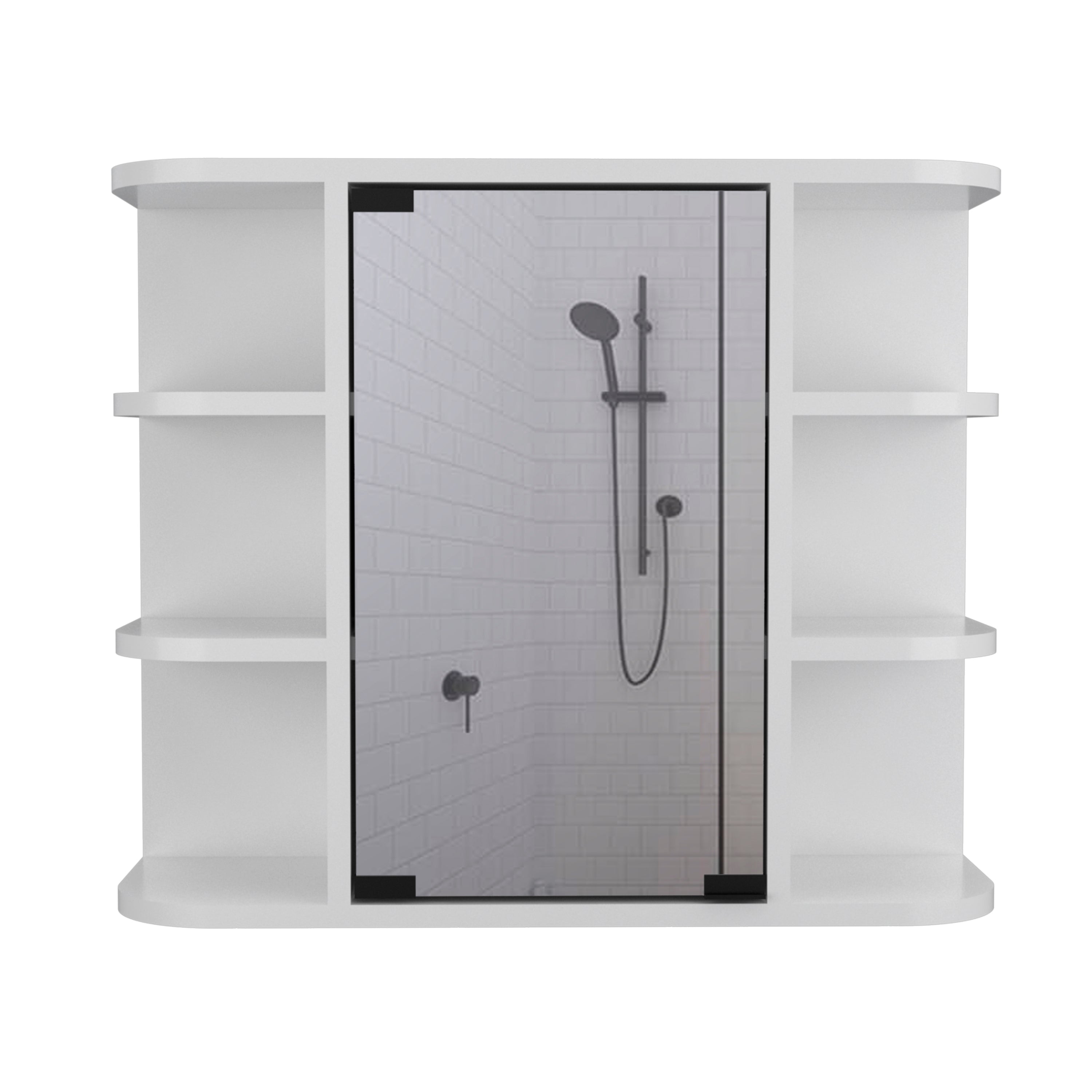 Milan Medicine Cabinet, Six External Shelves Mirror, Three Internal Shelves
