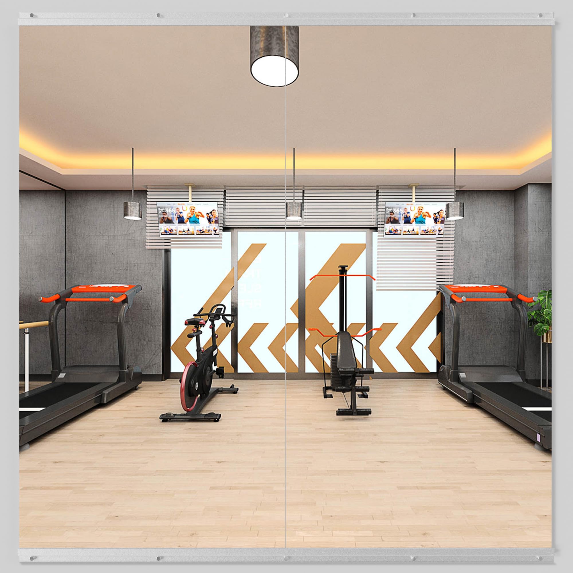 2-Pieces Polished 24 in. W x 48 in. Modern Rectangular Tempered Glass Wall Mirror