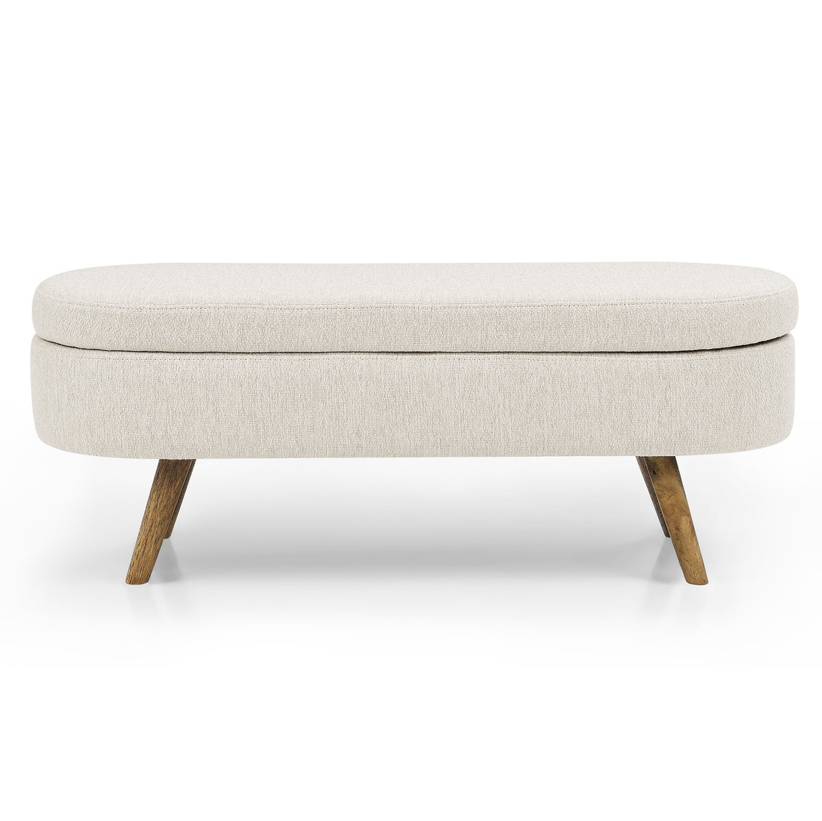 Ottoman Oval Storage Bench,Rubber Wood Legs(43.5"x16"x16")