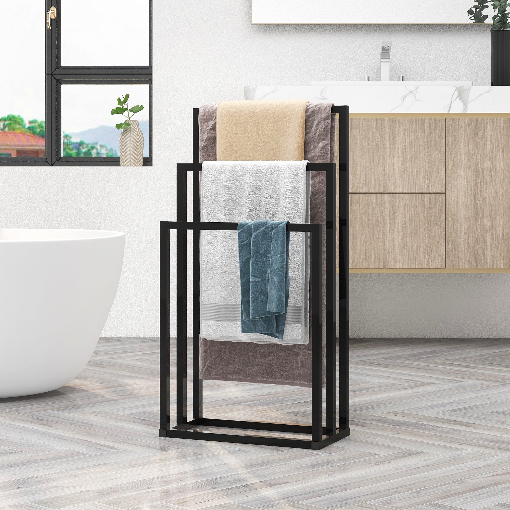 Metal Freestanding Towel Rack 3 Tiers Hand Towel Holder Organizer for Bathroom Accessories
