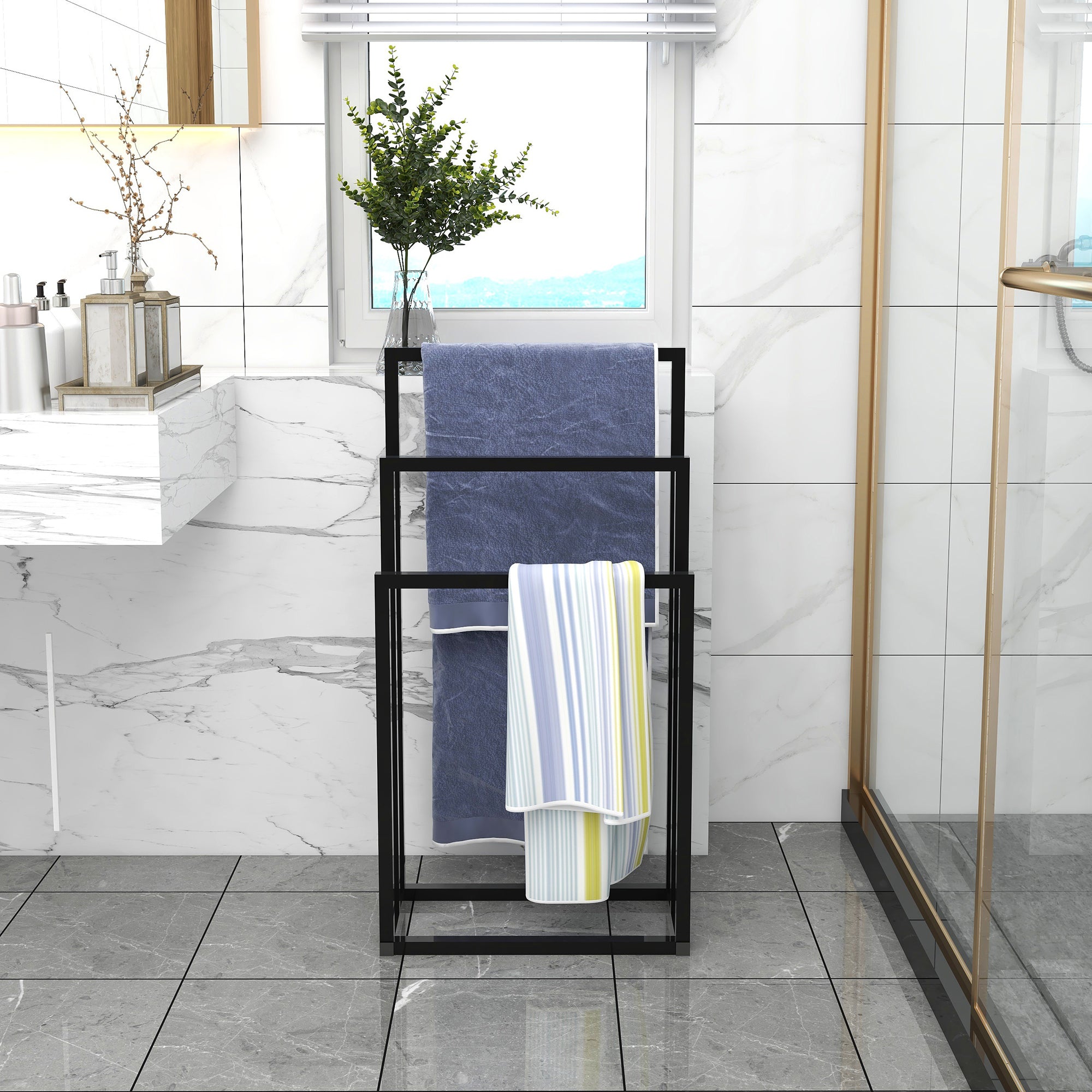 Metal Freestanding Towel Rack 3 Tiers Hand Towel Holder Organizer for Bathroom Accessories
