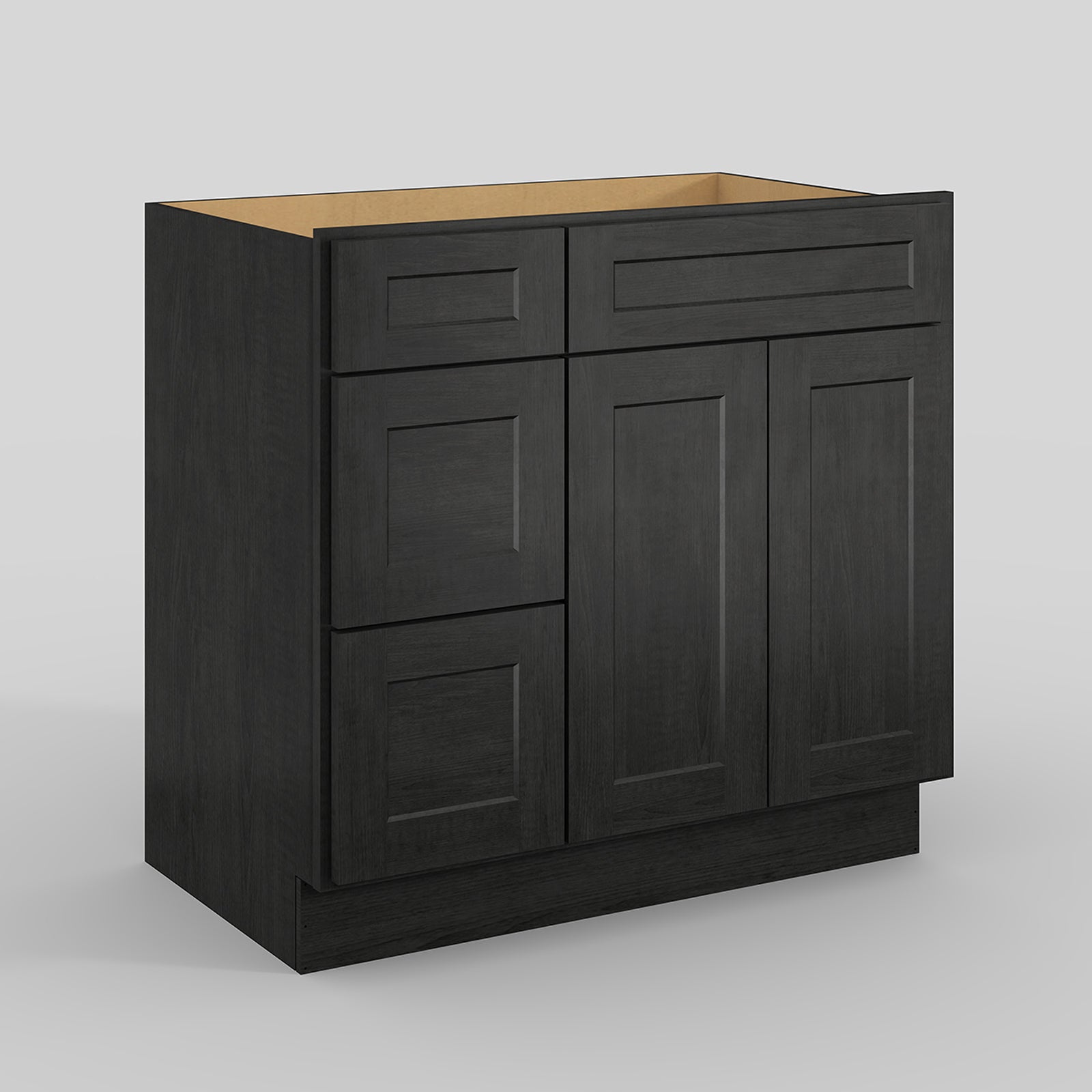 V Series One Left Door Three Drawer Bathroom Vanity Base Cabinet, Kitchen Cabinet