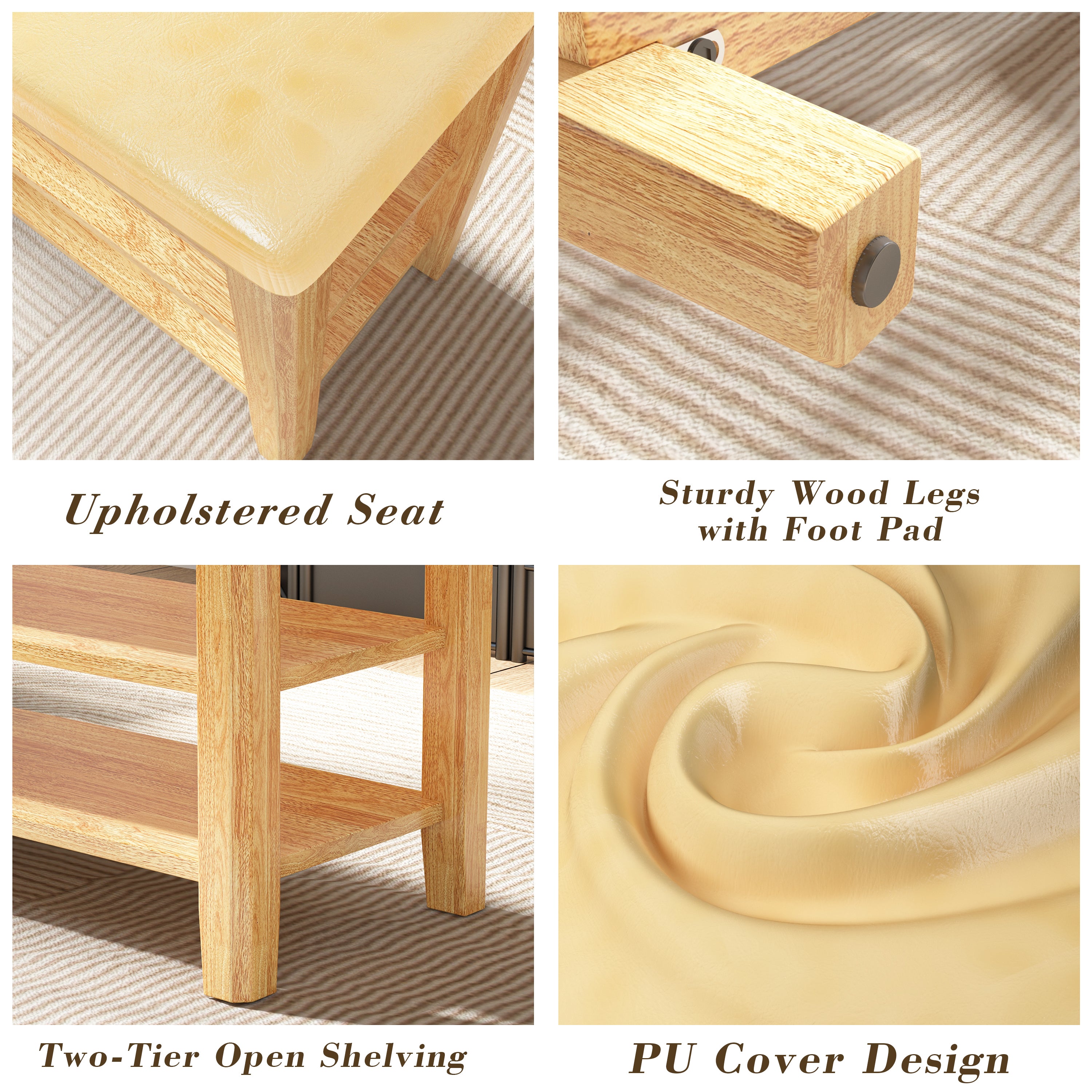 Shoe Rack Bench, 3-Tier Shoe Storage Organizer, Entryway Bench, Holds Up to 500 lb, for Entryway Bathroom Bedroom