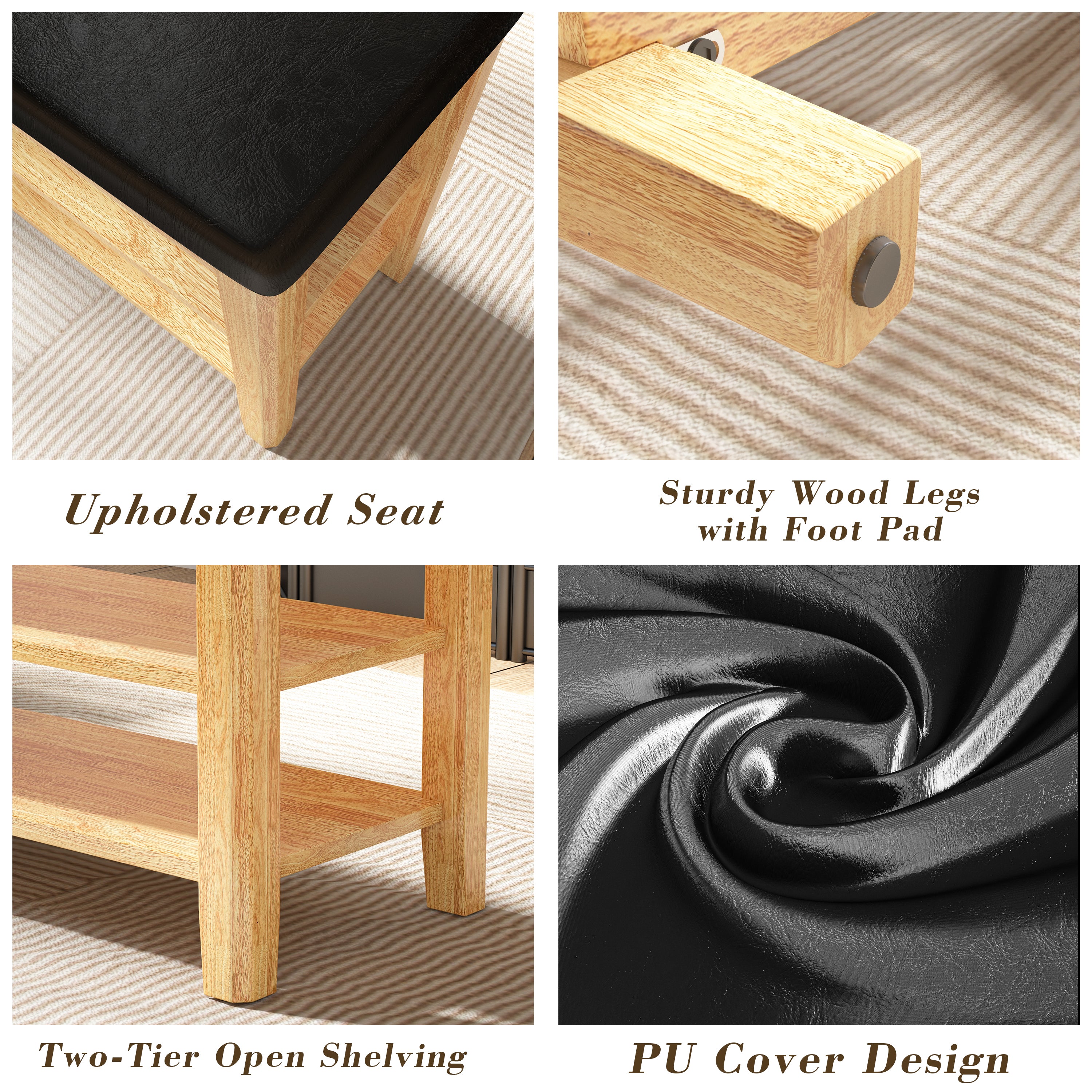 Shoe Rack Bench, 3-Tier Storage Organizer, Entryway Bench, Holds Up to 500 lb, for Entryway Bathroom Bedroom