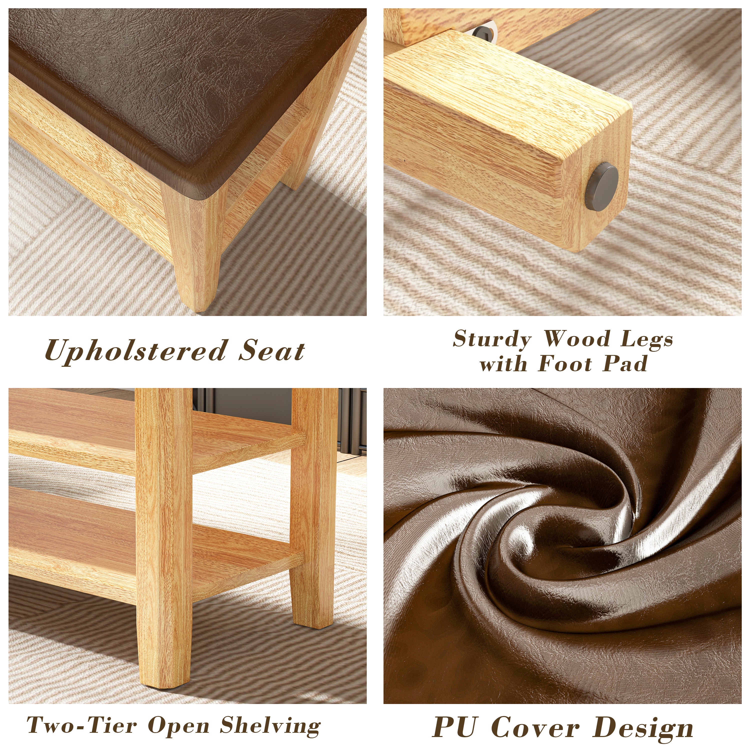 Shoe Rack Bench, 3-Tier Shoe Storage Organizer, Entryway Bench, Holds Up to 500 lb, for Entryway Bathroom Bedroom