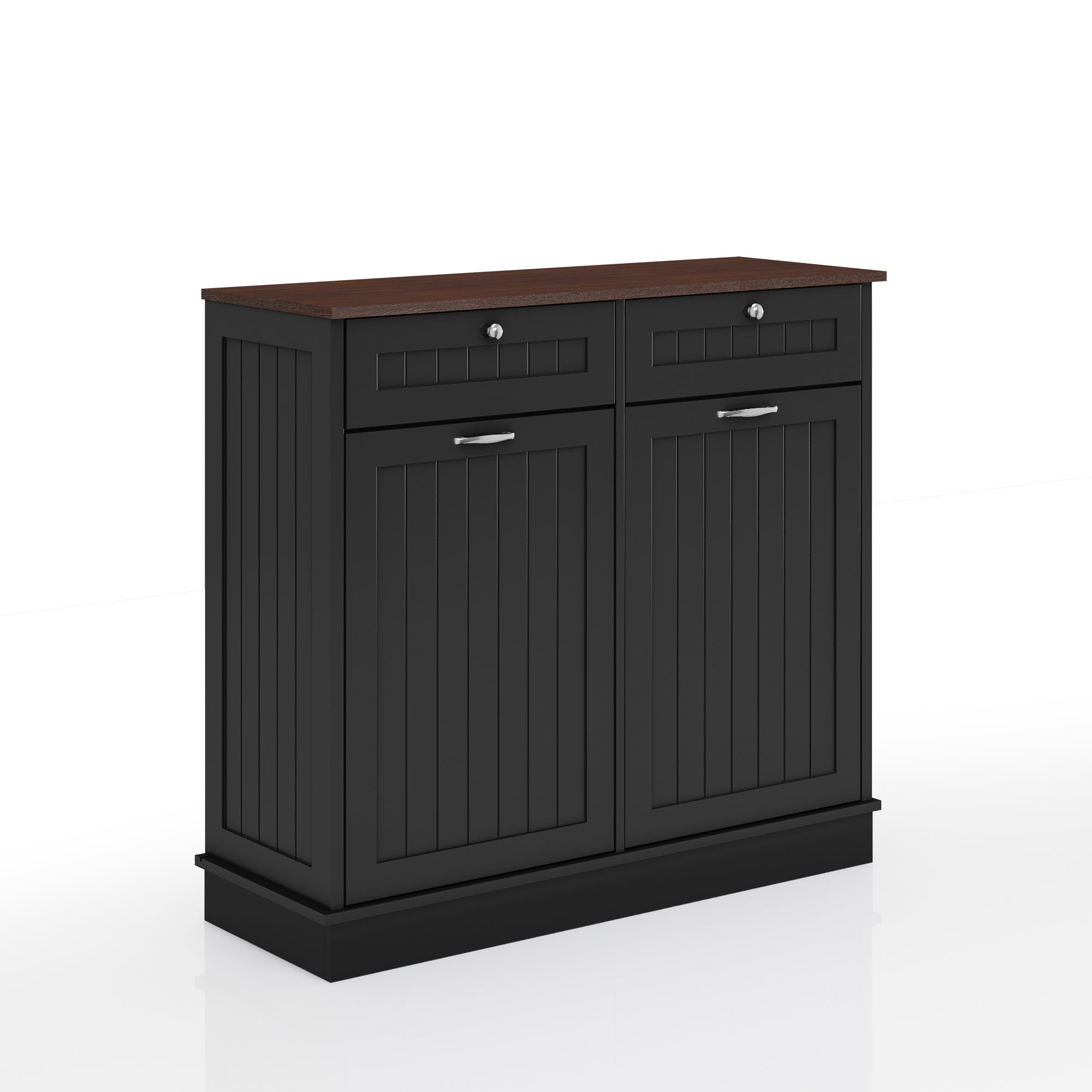 40 in. W x 14 in. D x 36 in. H Ready to Assemble Floor Base Tilt-Out Trash Kitchen Cabinet in White with 2-Drawer