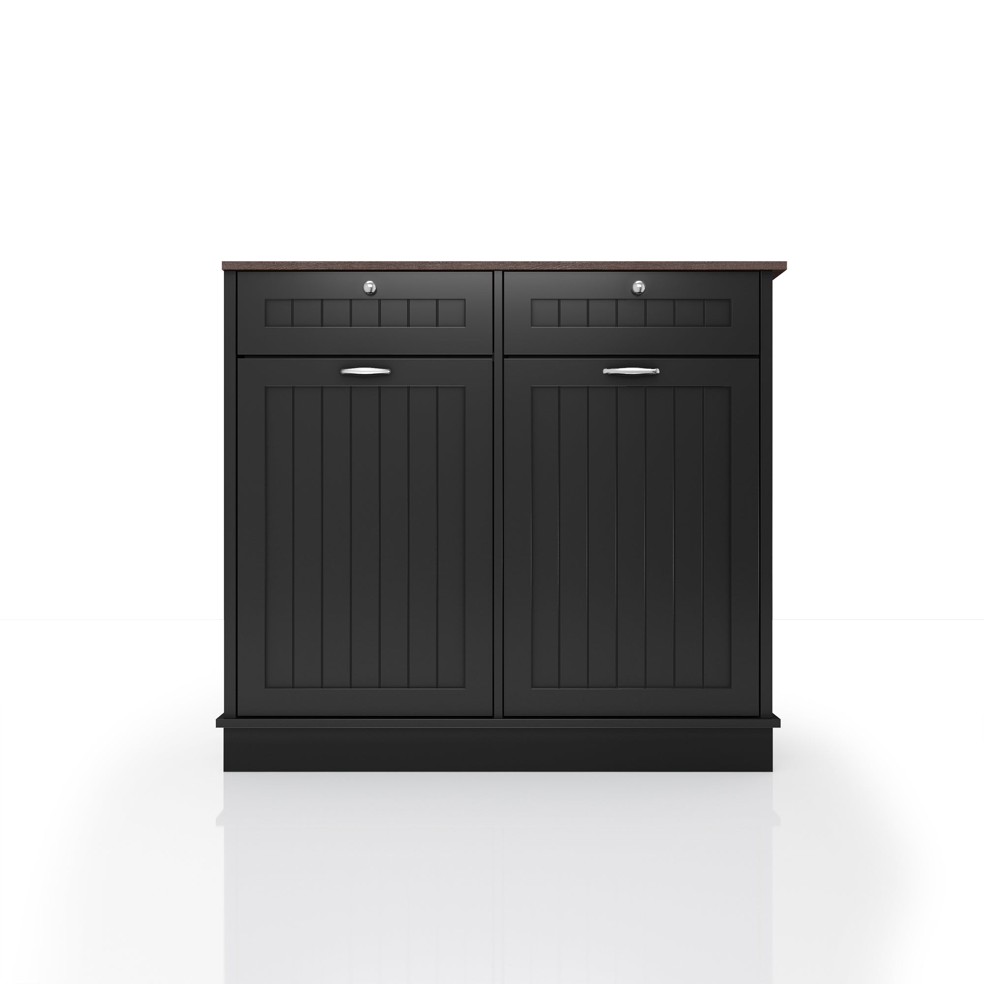 40 in. W x 14 in. D x 36 in. H Ready to Assemble Floor Base Tilt-Out Trash Kitchen Cabinet in White with 2-Drawer