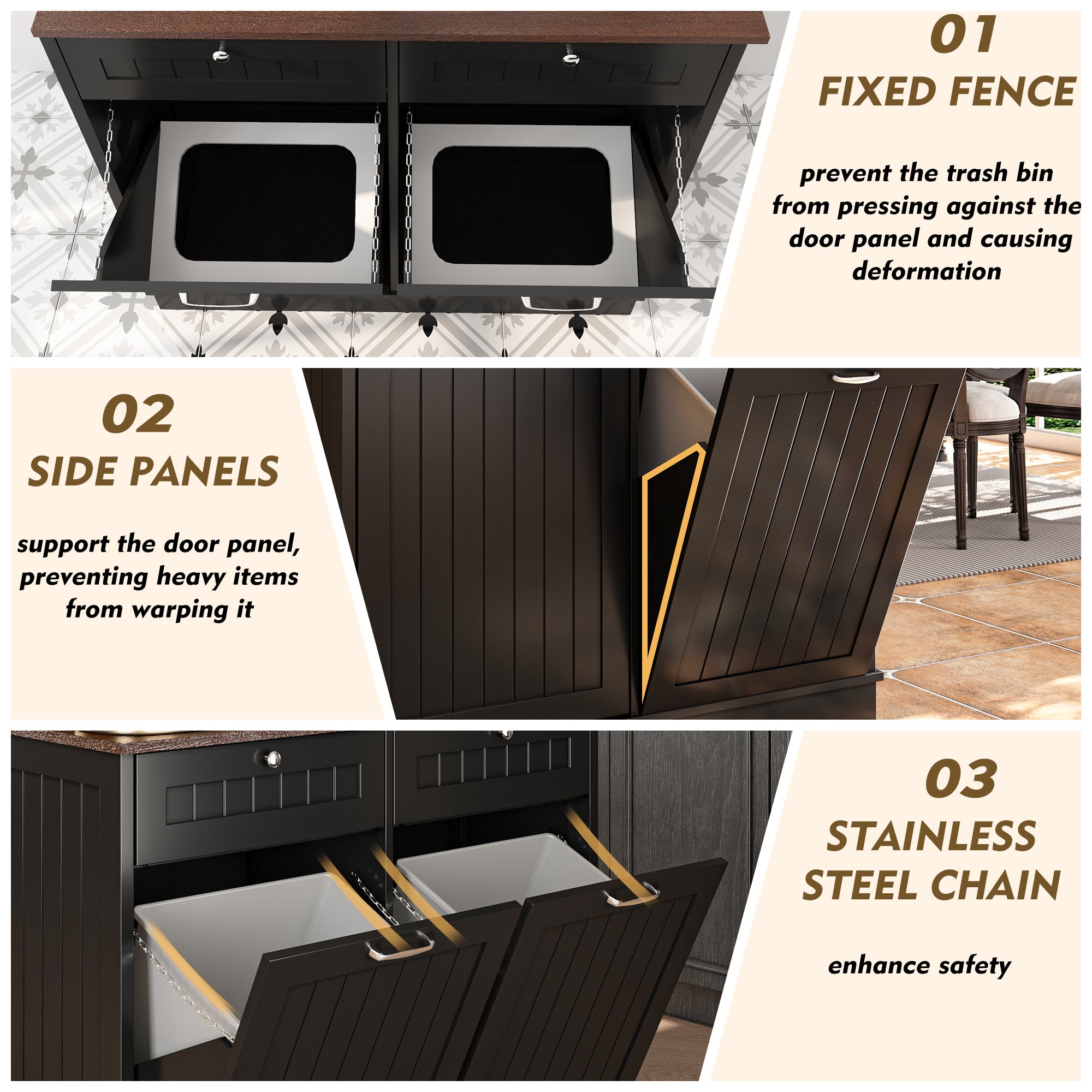 40 in. W x 14 in. D x 36 in. H Ready to Assemble Floor Base Tilt-Out Trash Kitchen Cabinet in White with 2-Drawer