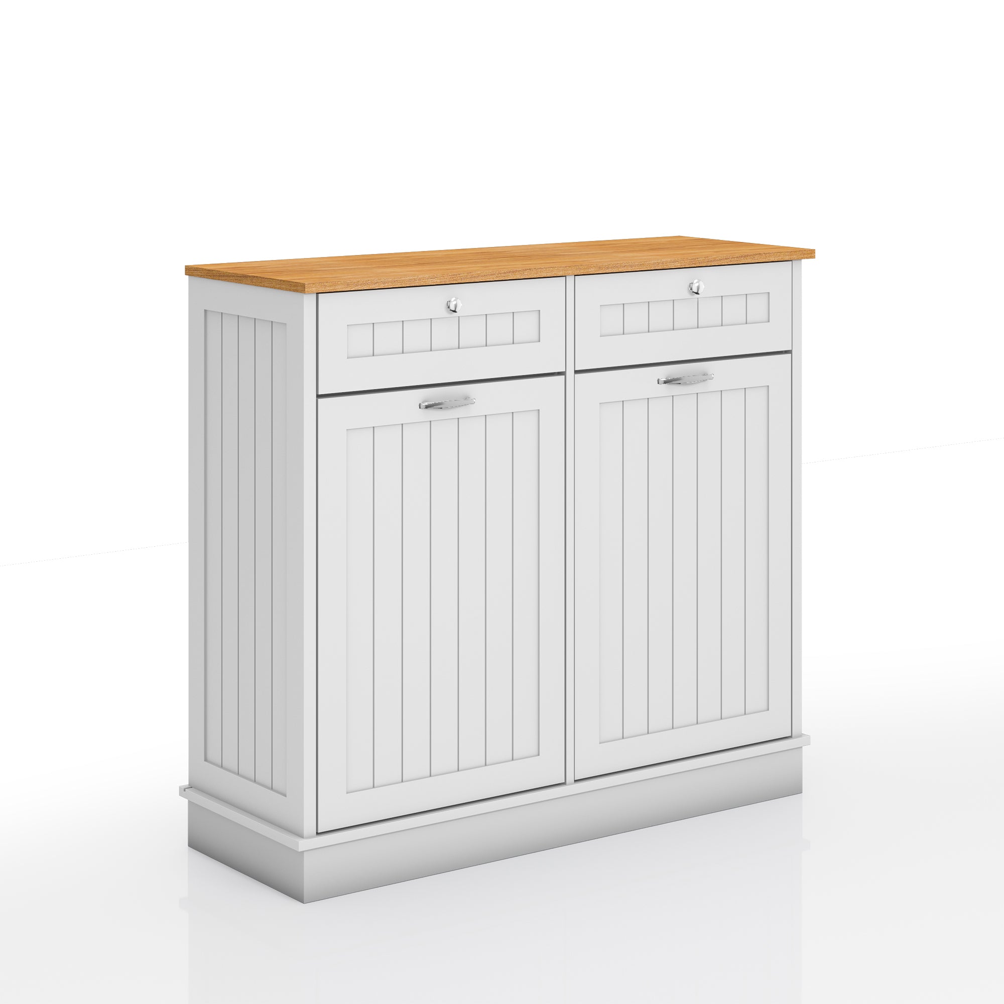 40 in. W x 14 in. D x 36 in. H Ready to Assemble Floor Base Tilt-Out Trash Kitchen Cabinet in White with 2-Drawer