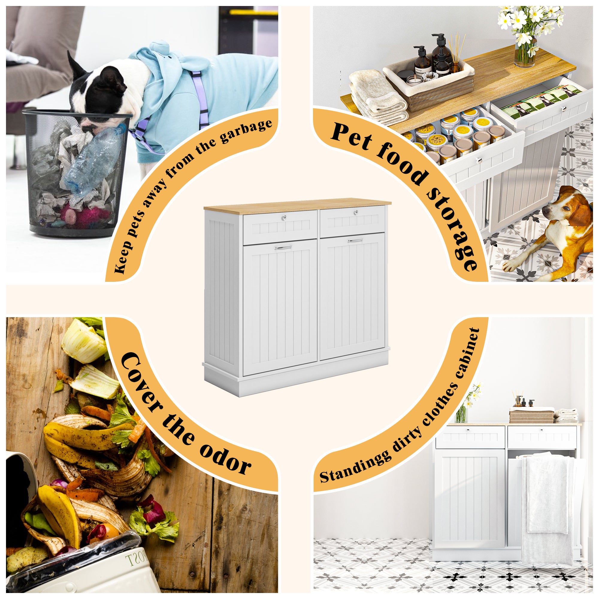 40 in. W x 14 in. D x 36 in. H Ready to Assemble Floor Base Tilt-Out Trash Kitchen Cabinet in White with 2-Drawer