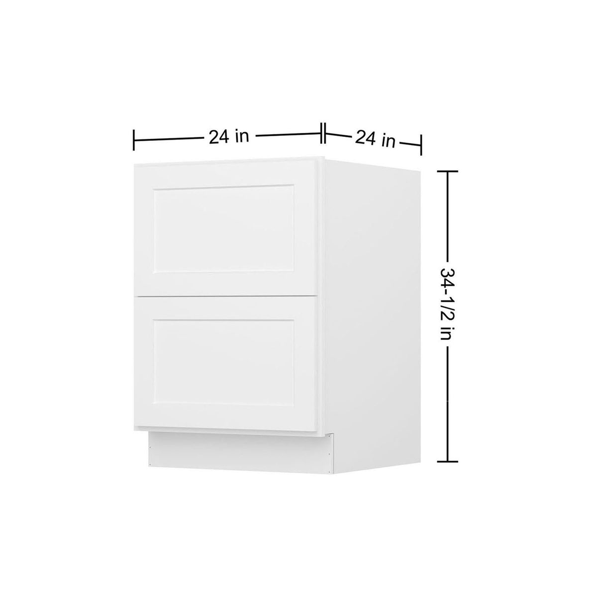Easy-DIY 24-in W x 24-in D x 34.5-in H in Shaker White Ready to Assemble Drawer Base Kitchen Cabinet with 2 Drawers