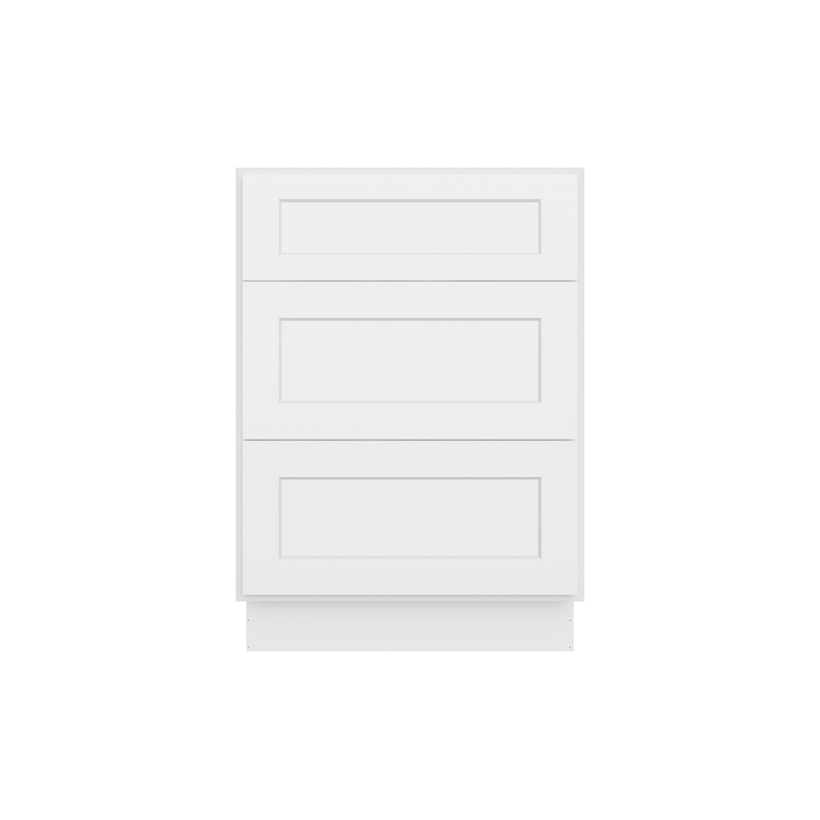 Easy-DIY 24-in W x 24-in D x 34.5-in H in Shaker White Ready to Assemble Drawer Base Kitchen Cabinet With 3-Drawers