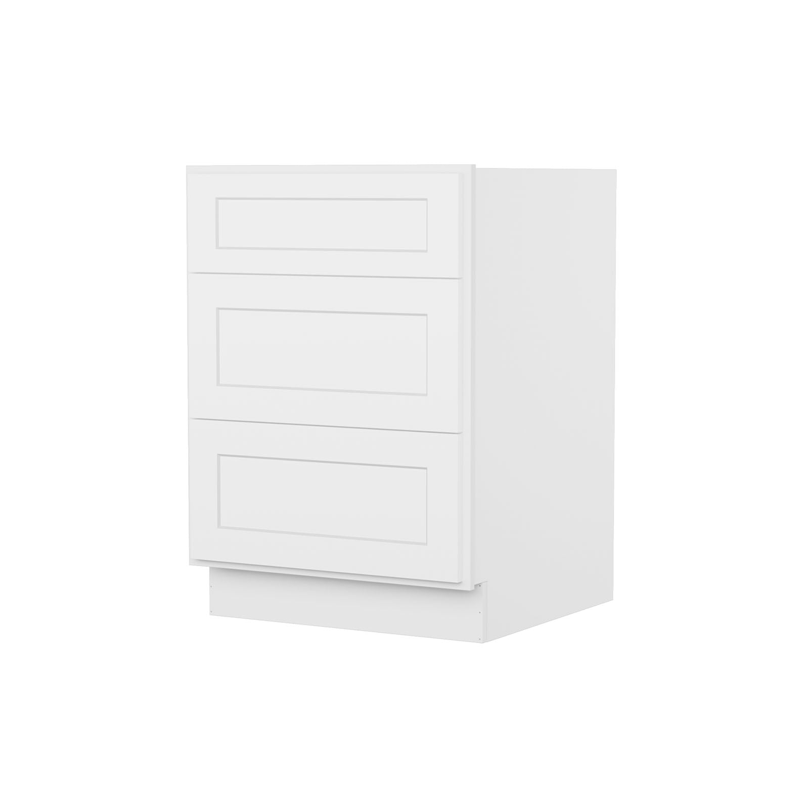Easy-DIY 24-in W x 24-in D x 34.5-in H in Shaker White Ready to Assemble Drawer Base Kitchen Cabinet With 3-Drawers