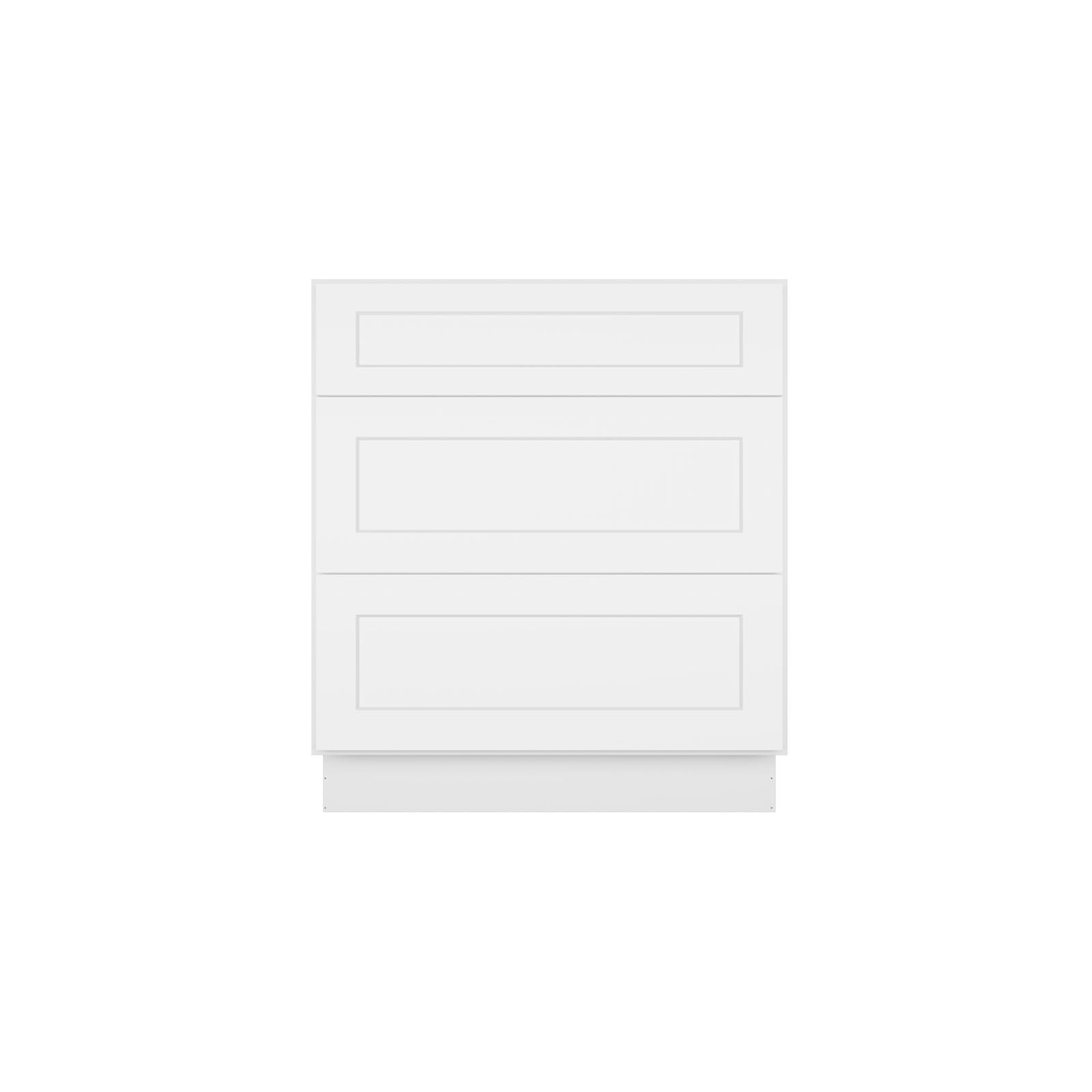 Easy-DIY 30-in W x 24-in D x 34.5-in H in Shaker White Ready to Assemble Drawer Base Kitchen Cabinet With 3-Drawers
