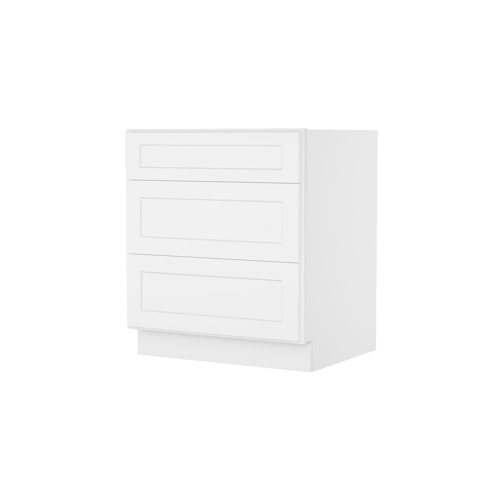 Easy-DIY 30-in W x 24-in D x 34.5-in H in Shaker White Ready to Assemble Drawer Base Kitchen Cabinet With 3-Drawers