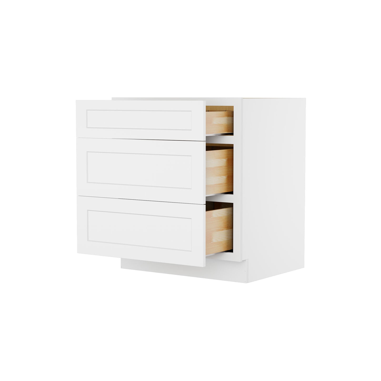 Easy-DIY 30-in W x 24-in D x 34.5-in H in Shaker White Ready to Assemble Drawer Base Kitchen Cabinet With 3-Drawers