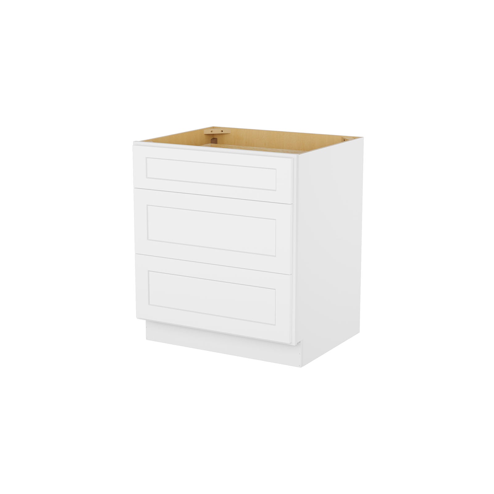 Easy-DIY 30-in W x 24-in D x 34.5-in H in Shaker White Ready to Assemble Drawer Base Kitchen Cabinet With 3-Drawers