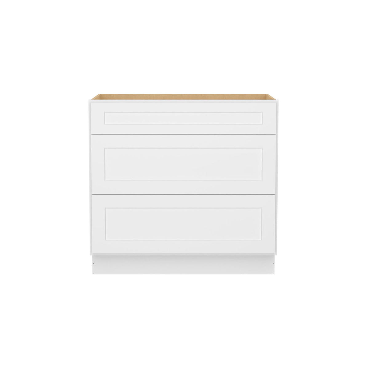 Easy-DIY 36-in W x 24-in D x 34.5-in H in Shaker White Ready to Assemble Drawer Base Kitchen Cabinet With 3-Drawers