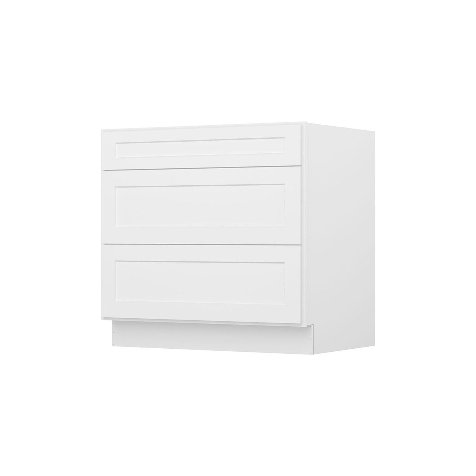 Easy-DIY 36-in W x 24-in D x 34.5-in H in Shaker White Ready to Assemble Drawer Base Kitchen Cabinet With 3-Drawers