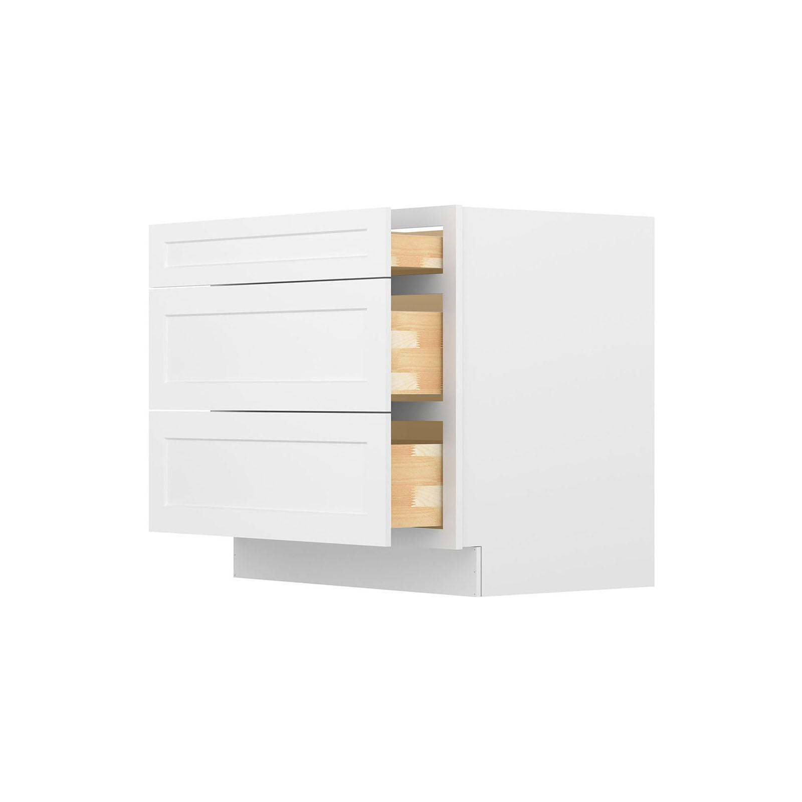 Easy-DIY 36-in W x 24-in D x 34.5-in H in Shaker White Ready to Assemble Drawer Base Kitchen Cabinet With 3-Drawers