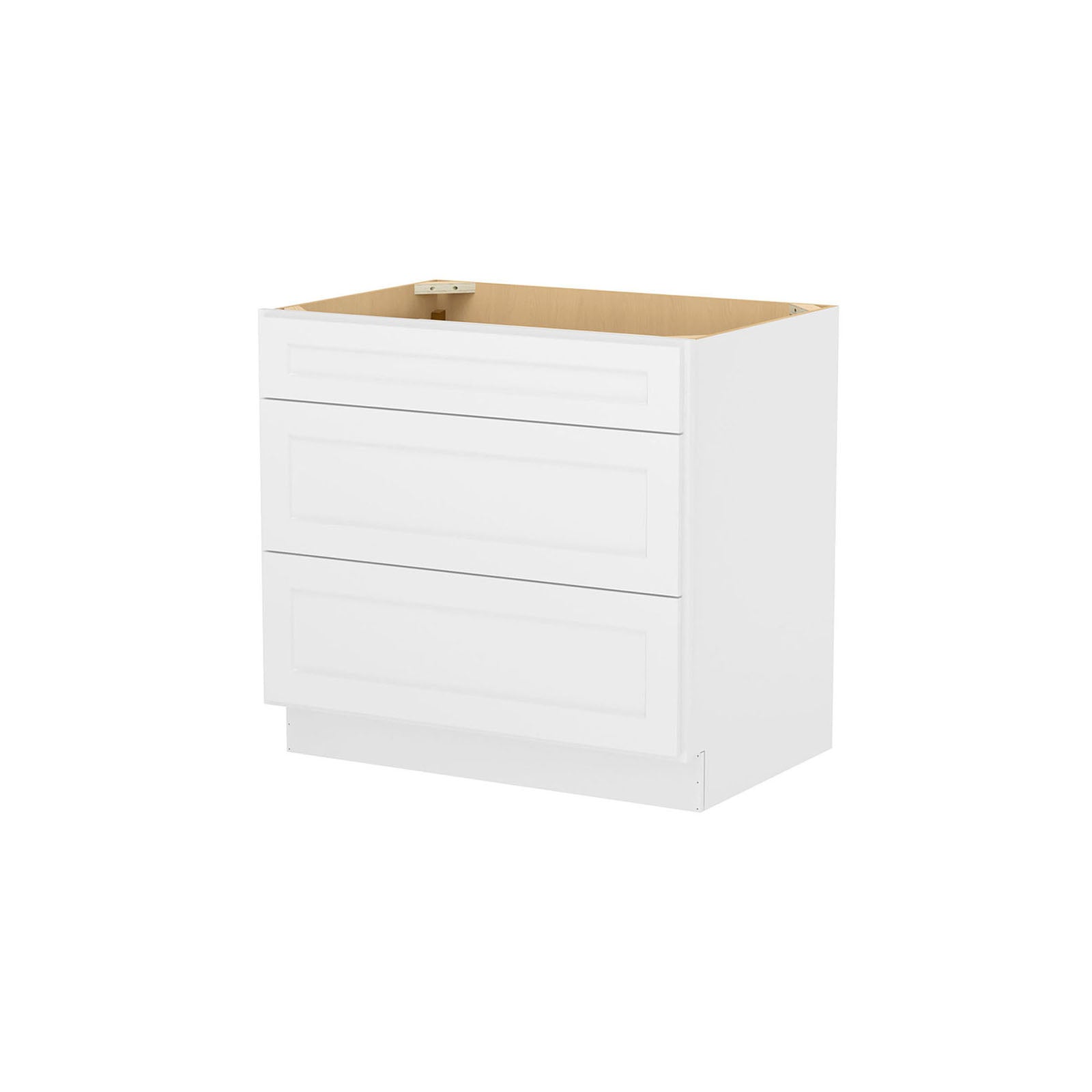 Easy-DIY 36-in W x 24-in D x 34.5-in H in Shaker White Ready to Assemble Drawer Base Kitchen Cabinet With 3-Drawers