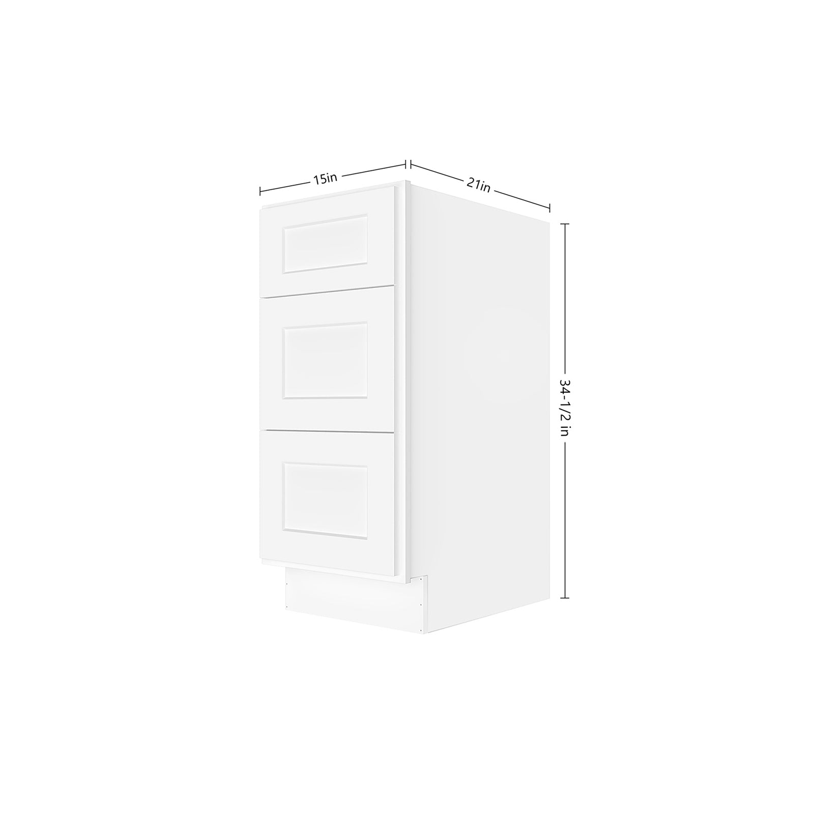 Easy-DIY 15 in. W x 21 in. D x 34.5 in. H in Ready to Assemble Bath Vanity Cabinet without Top in Shaker White