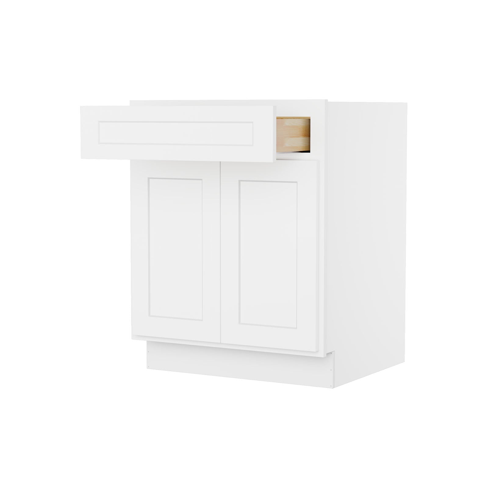 Easy-DIY 27-in W x 24-in D x 34.5-in H in Shaker White Ready to Assemble Drawer Base Kitchen Cabinet With 2 Doors