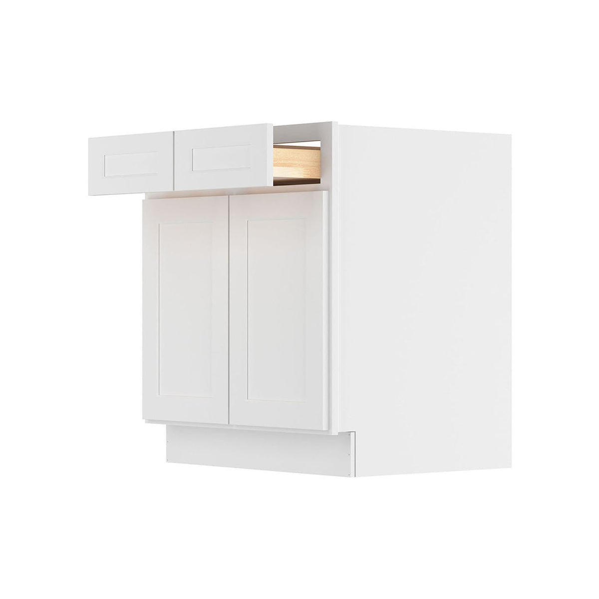Easy-DIY 30-in W x 24-in D x 34.5-in H in Shaker White Ready to Assemble Drawer Base Kitchen Cabinet with 2 Door