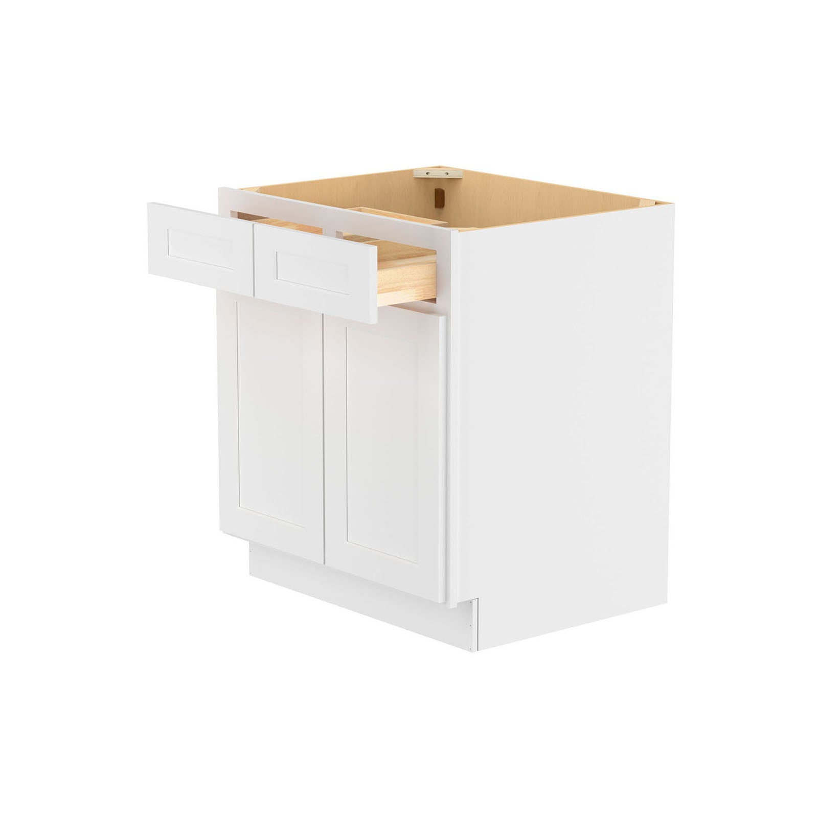 Easy-DIY 30-in W x 24-in D x 34.5-in H in Shaker White Ready to Assemble Drawer Base Kitchen Cabinet with 2 Door