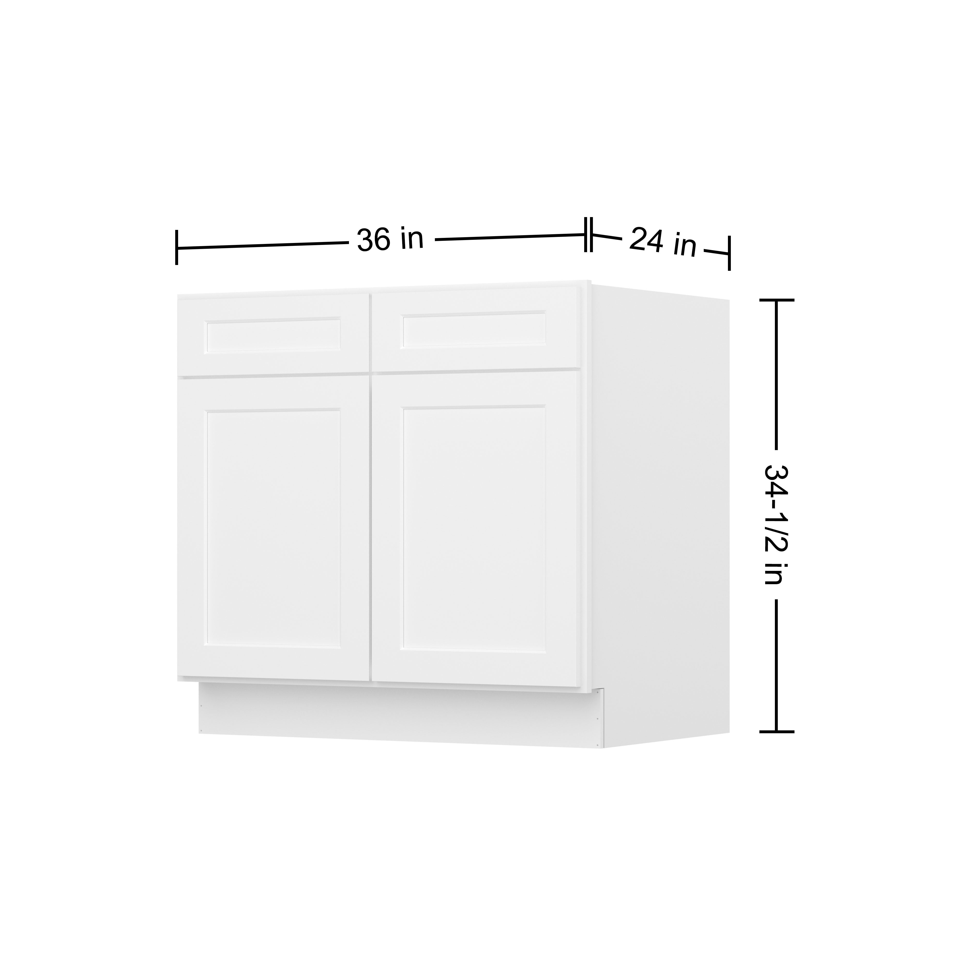 Easy-DIY 36-in W x 24-in D x 34.5-in H in Shaker White Ready to Assemble Drawer Base Kitchen Cabinet With 2 Doors