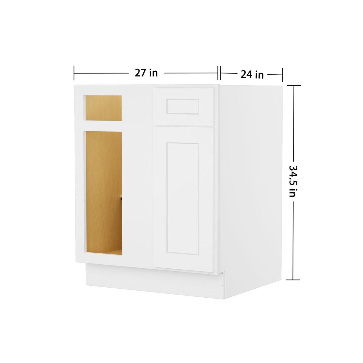Easy-DIY 36-in W x 24-in D x 34.5-in H in Shaker White Ready to Assemble Blind Bases  Kitchen Cabinet