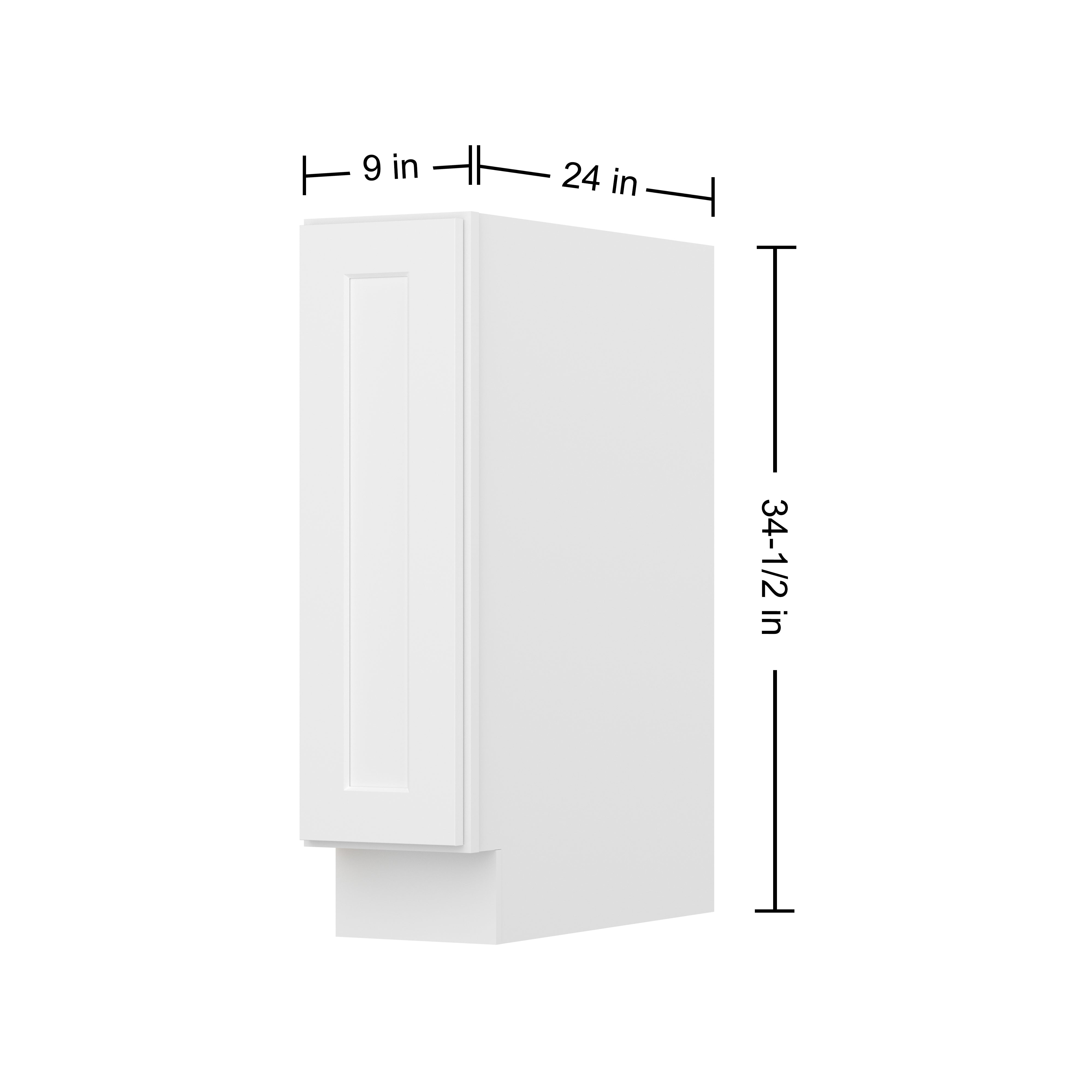 Easy-DIY 9-in W x 24-in D x 34.5-in H in Shaker White Ready to Assemble Tray Bases  Kitchen Cabinet