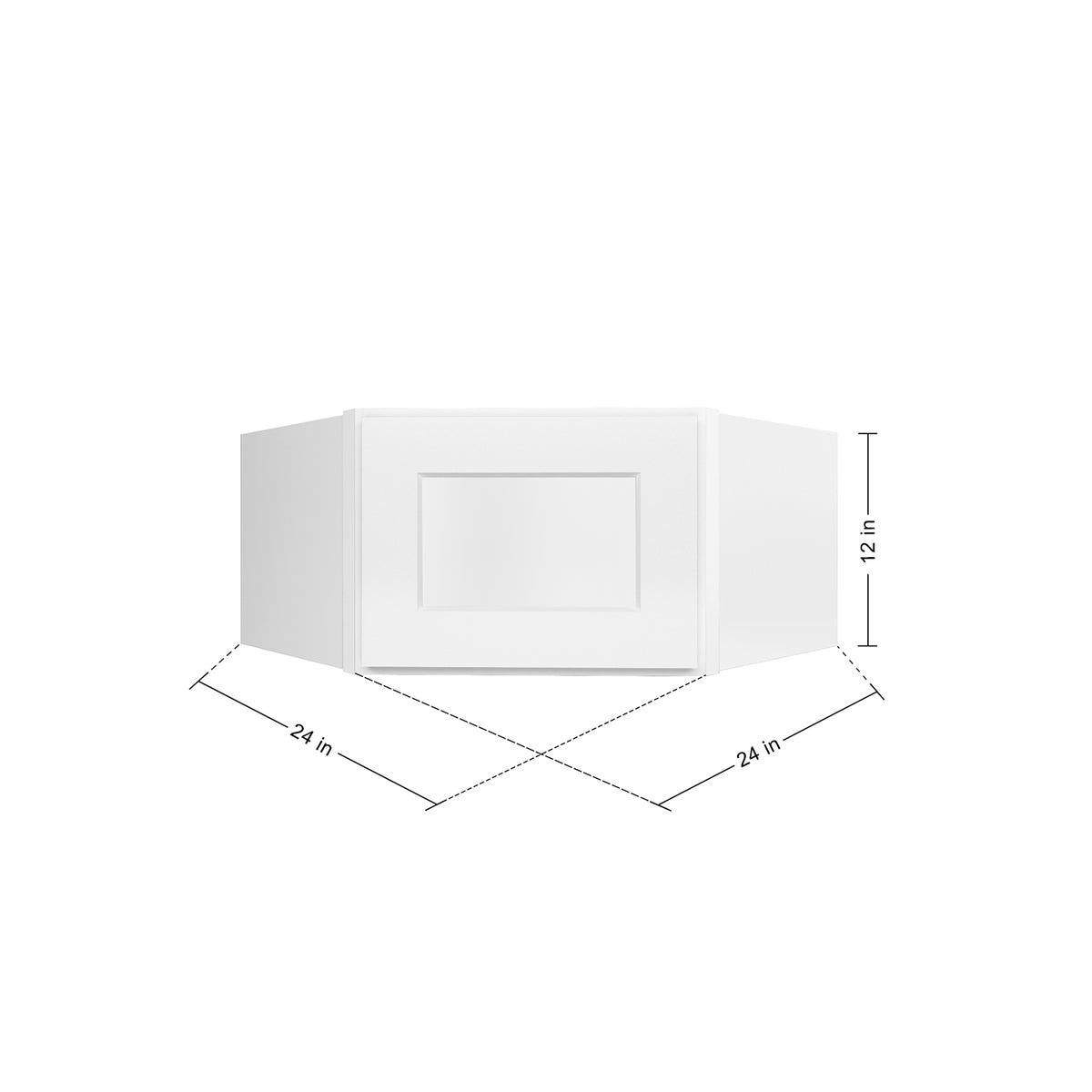 HOMLUX Easy-DIY 24-in W x 24-in D x 12-in H in Royal White Ready to Assemble Diagonal Corner Kitchen Cabinet Glass NOT included