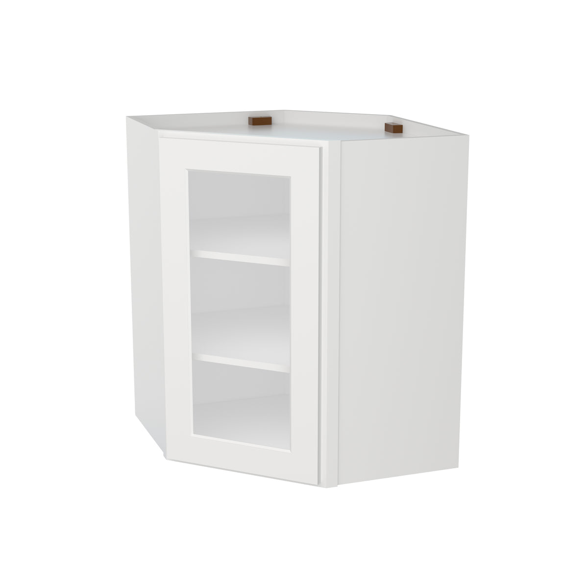 HOMLUX Easy-DIY 24-in W x 24-in D x 30-in H in Royal White Ready to Assemble Diagonal Corner Kitchen Cabinet Glass NOT included