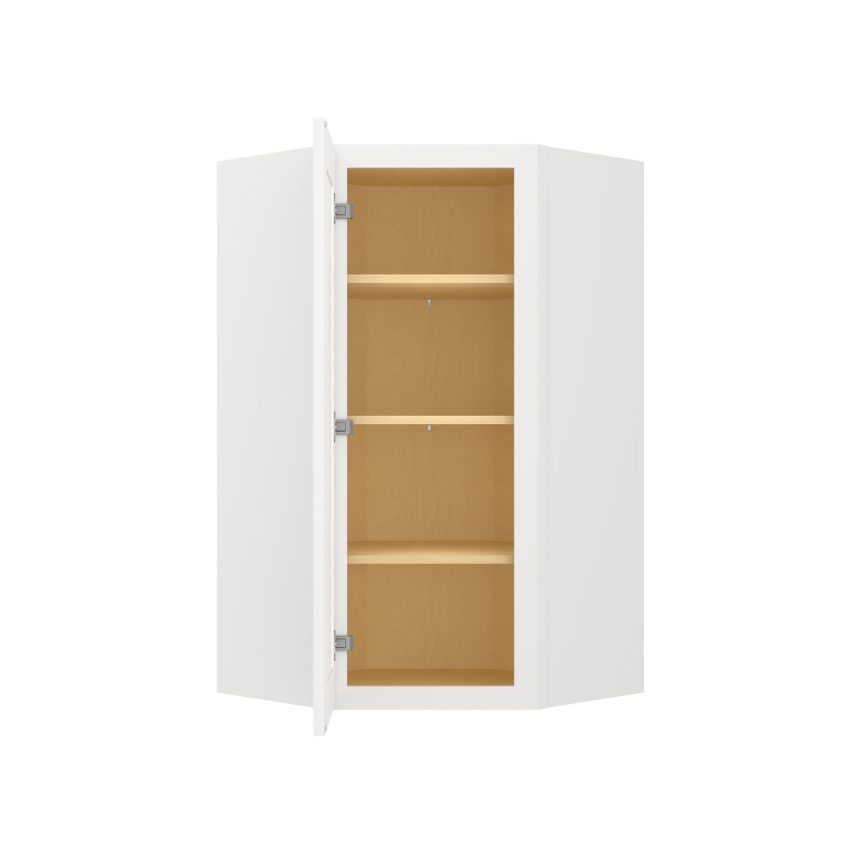 Easy-DIY 24-in W x 24-in D x 42-in H in Shaker White Plywood Ready to Assemble Wall Diagonal Kitchen Cabinet with 1D-3S