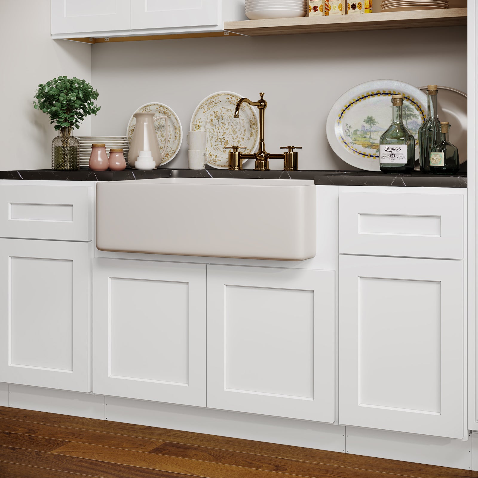 FSB Series Plywood Ready to Assemble Farm Sink Base Cabinet with 2 Doors