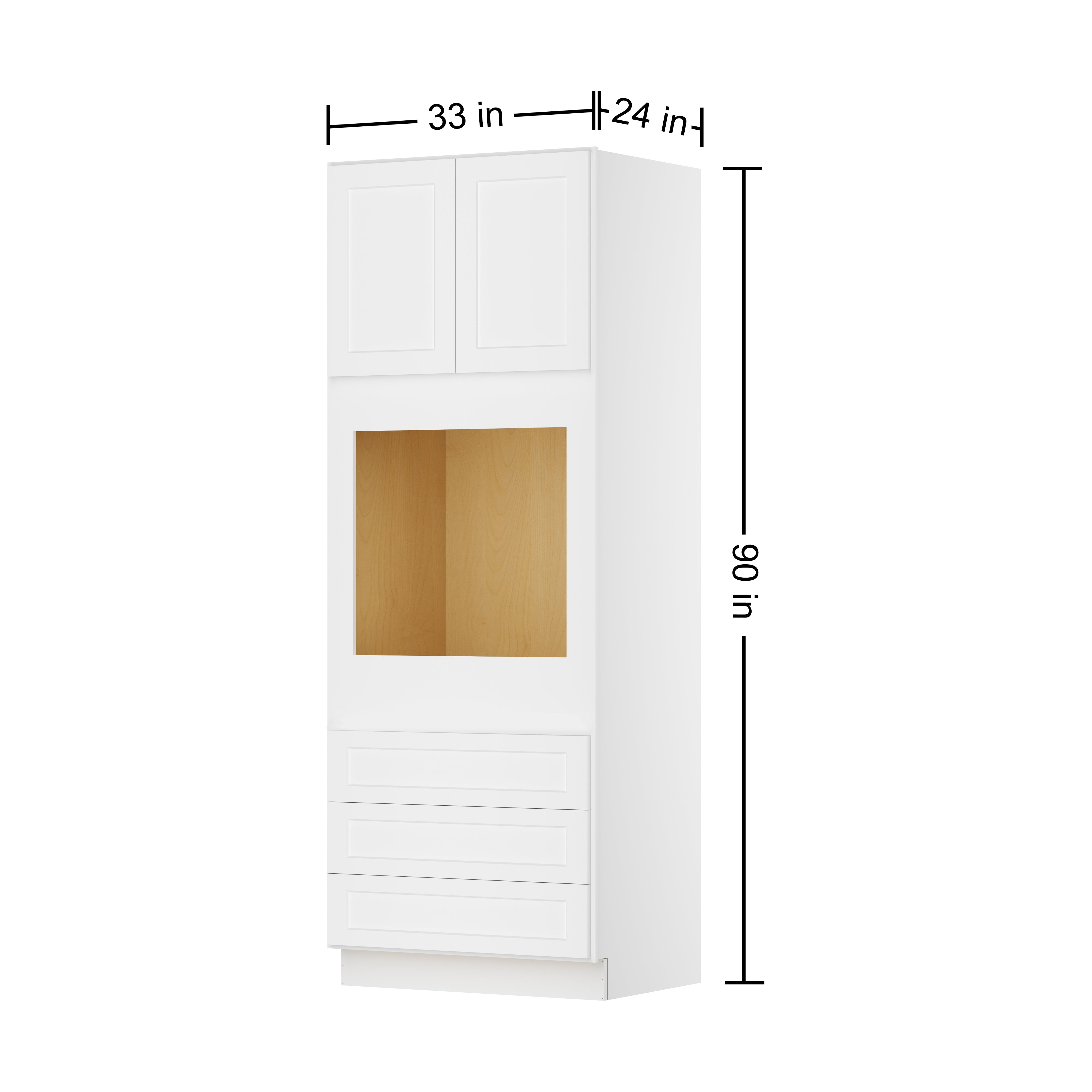 Easy-DIY 33-in W x 24-in D x 90-in H in Shaker White Ready to Assemble Oven  Kitchen Cabinet