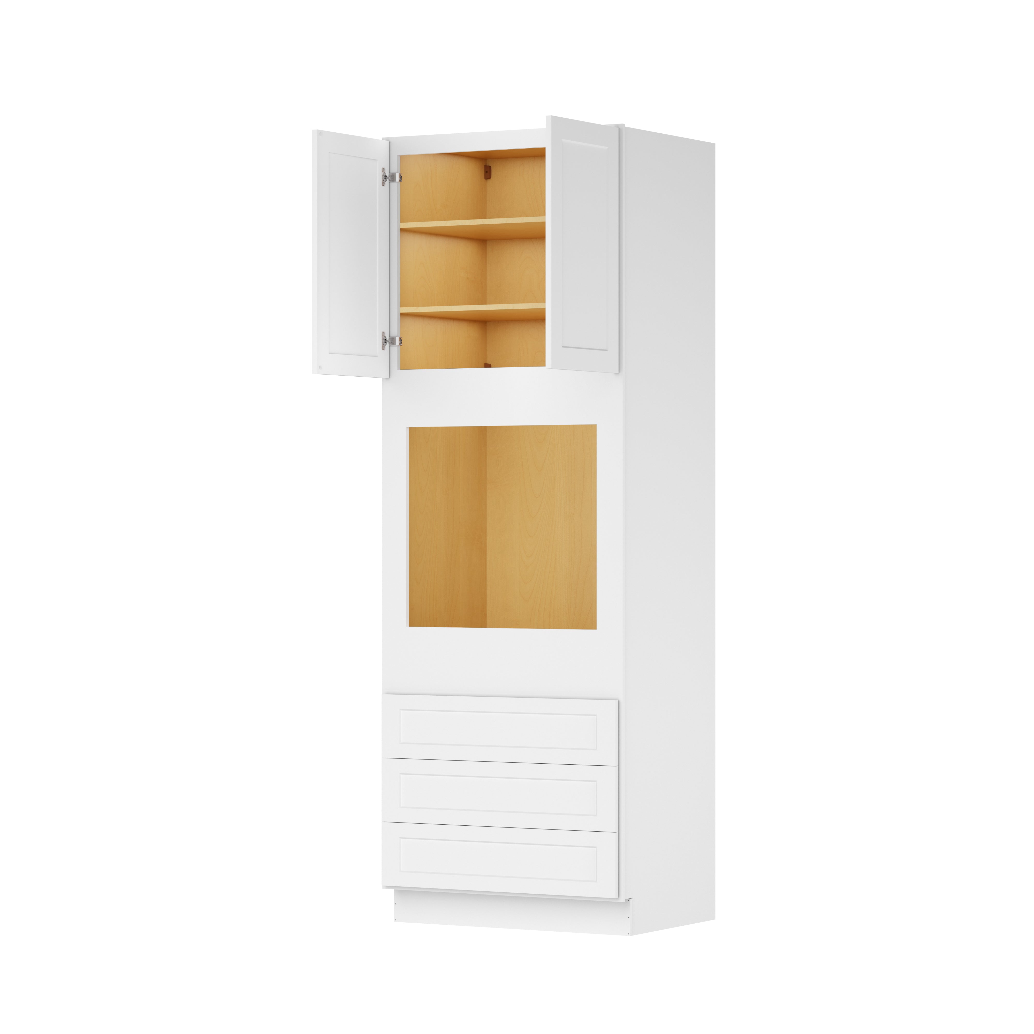 Easy-DIY 33-in W x 24-in D x 96-in H in Shaker White Ready to Assemble Oven  Kitchen Cabinet