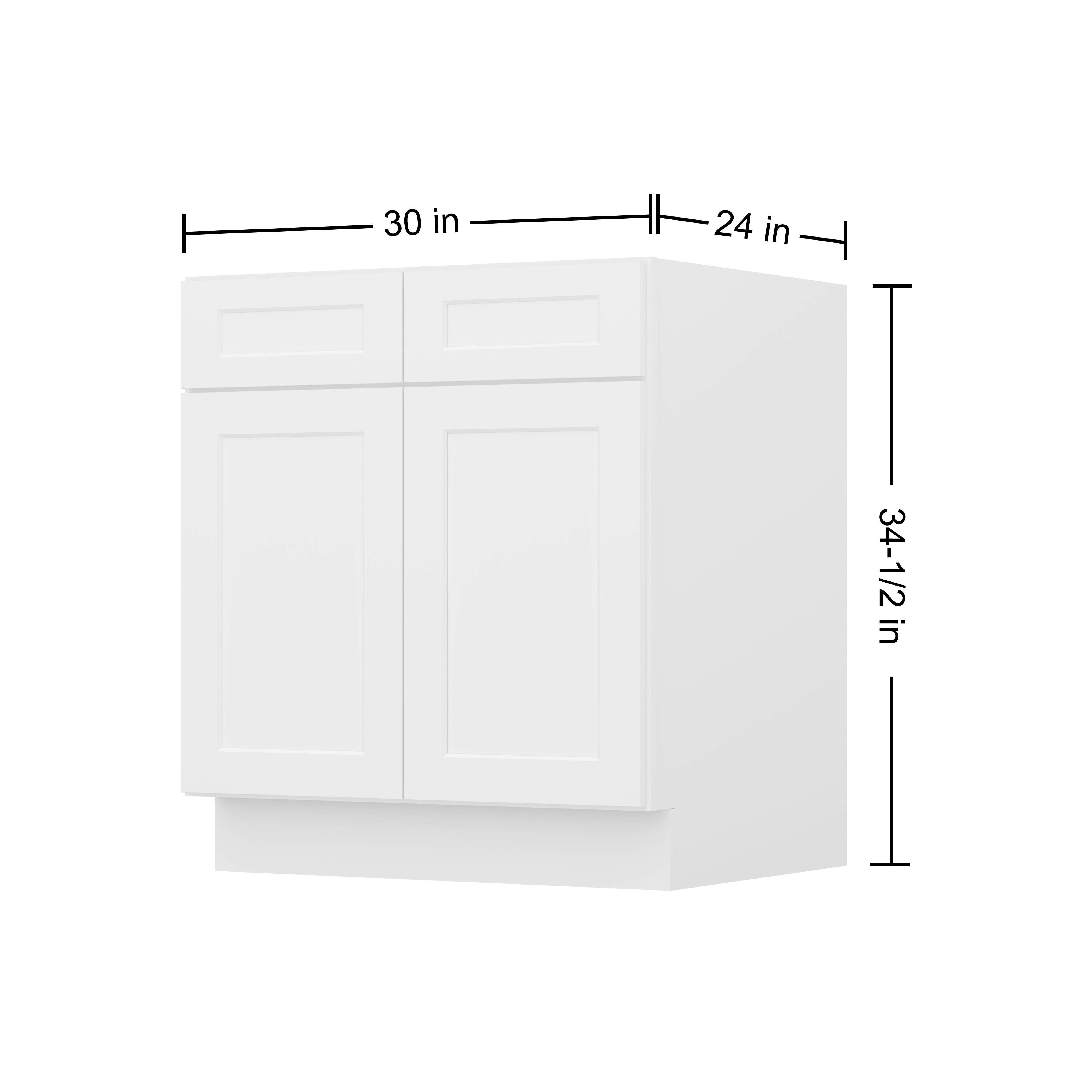 Easy-DIY 30-in W x 24-in D x 34.5-in H in Shaker White Ready to Assemble Sink Bases  Kitchen Cabinet
