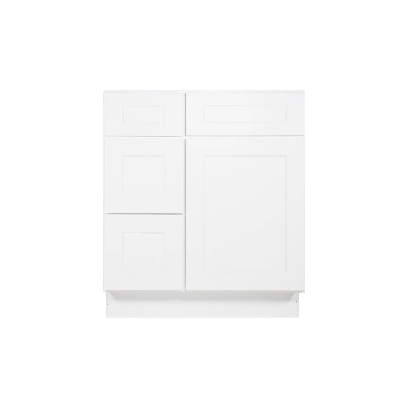 Easy-DIY Combo Bases - Drawers Left 30 in. W x 21 in. D x 34.5 in. H Bath Vanity Cabinet without Top in Shaker White