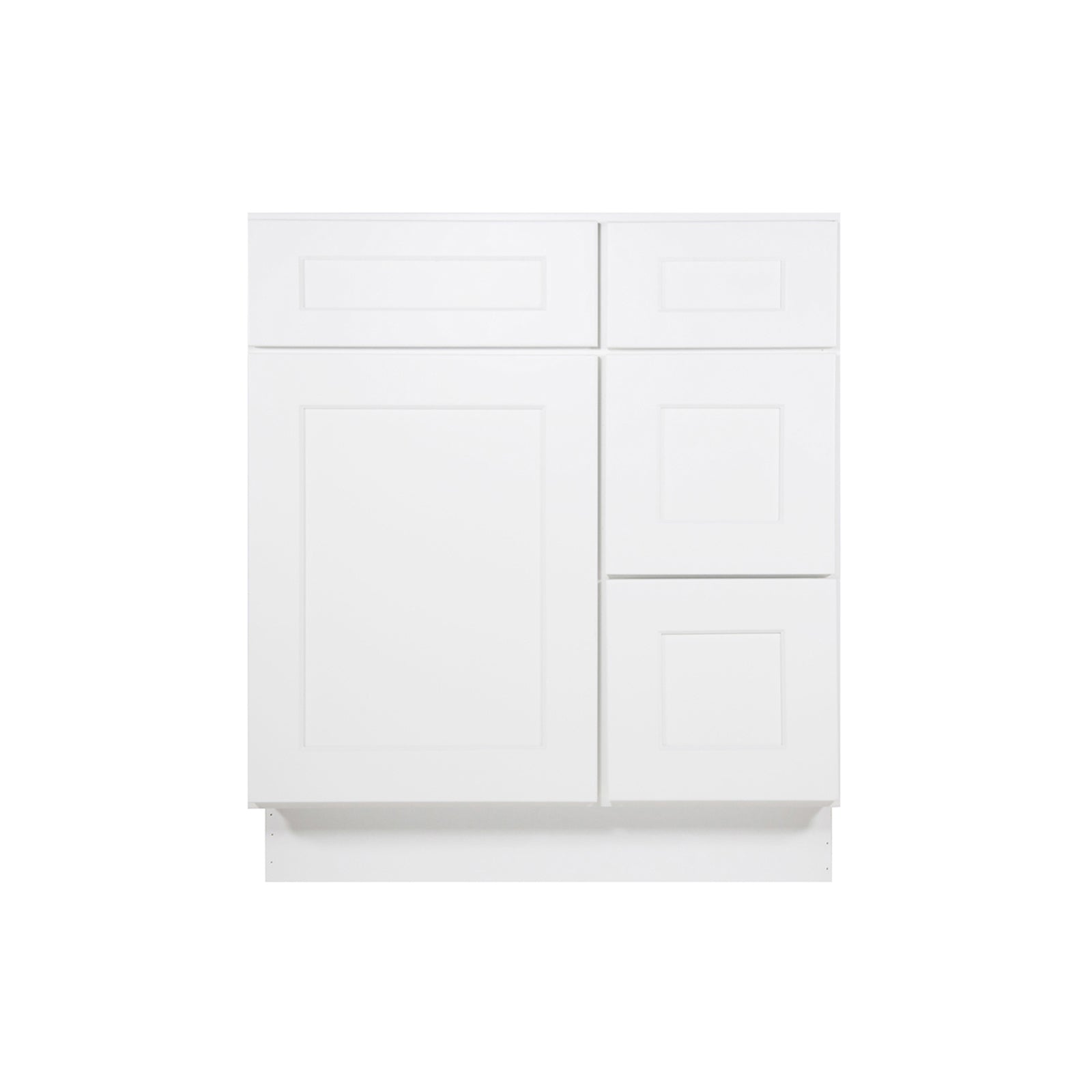 Easy-DIY Combo Bases - Drawers Right 30 in. W x 21 in. D x 34.5 in. H Bath Vanity Cabinet without Top in Shaker White