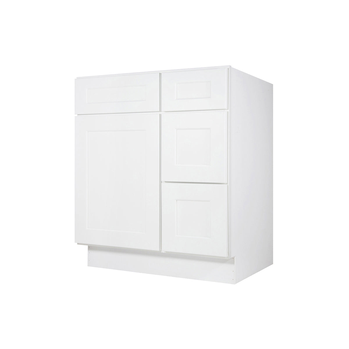 Easy-DIY Combo Bases - Drawers Right 30 in. W x 21 in. D x 34.5 in. H Bath Vanity Cabinet without Top in Shaker White