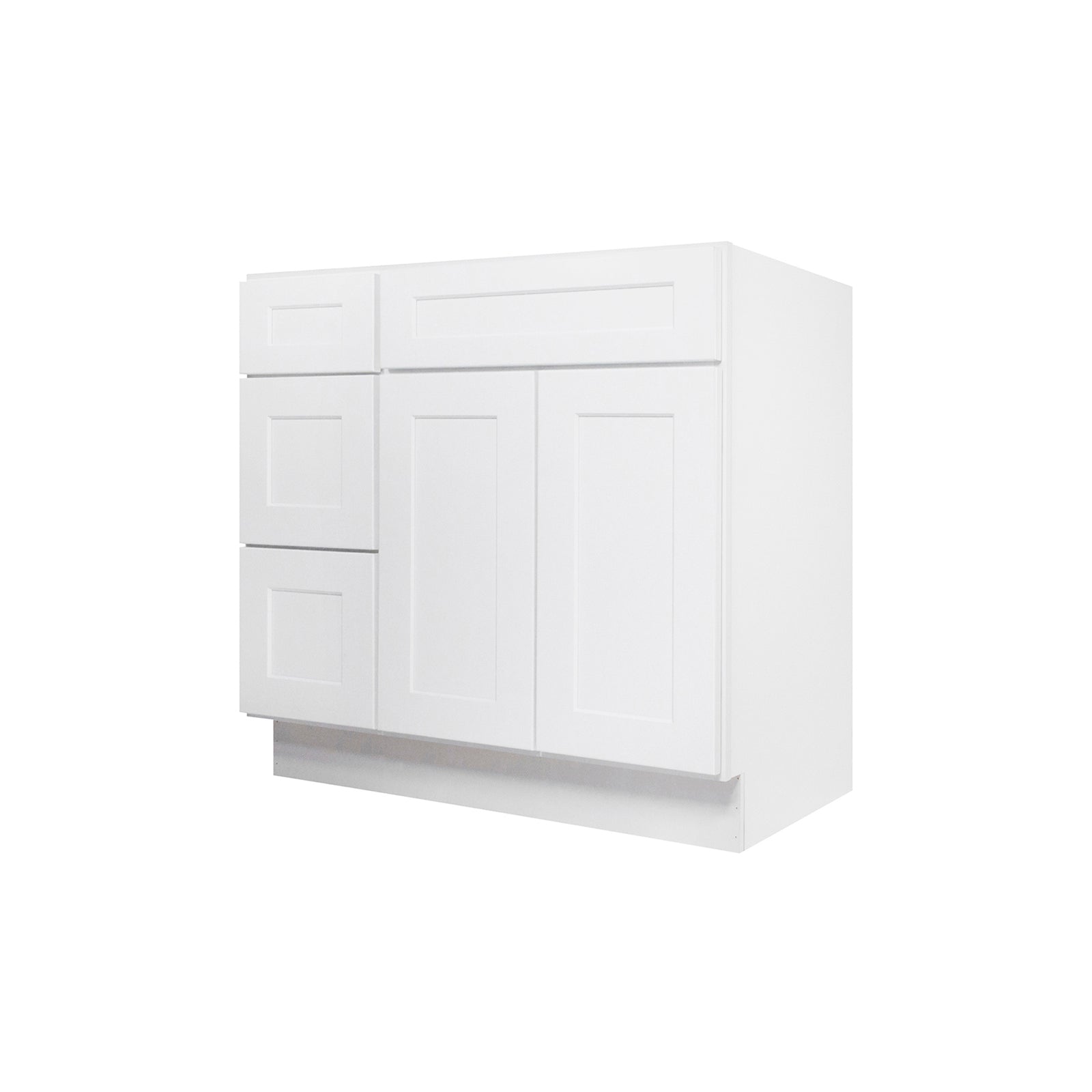 Easy-DIY Combo Bases - Drawers Left 36 in. W x 21 in. D x 34.5 in. H Bath Vanity Cabinet without Top in Shaker White