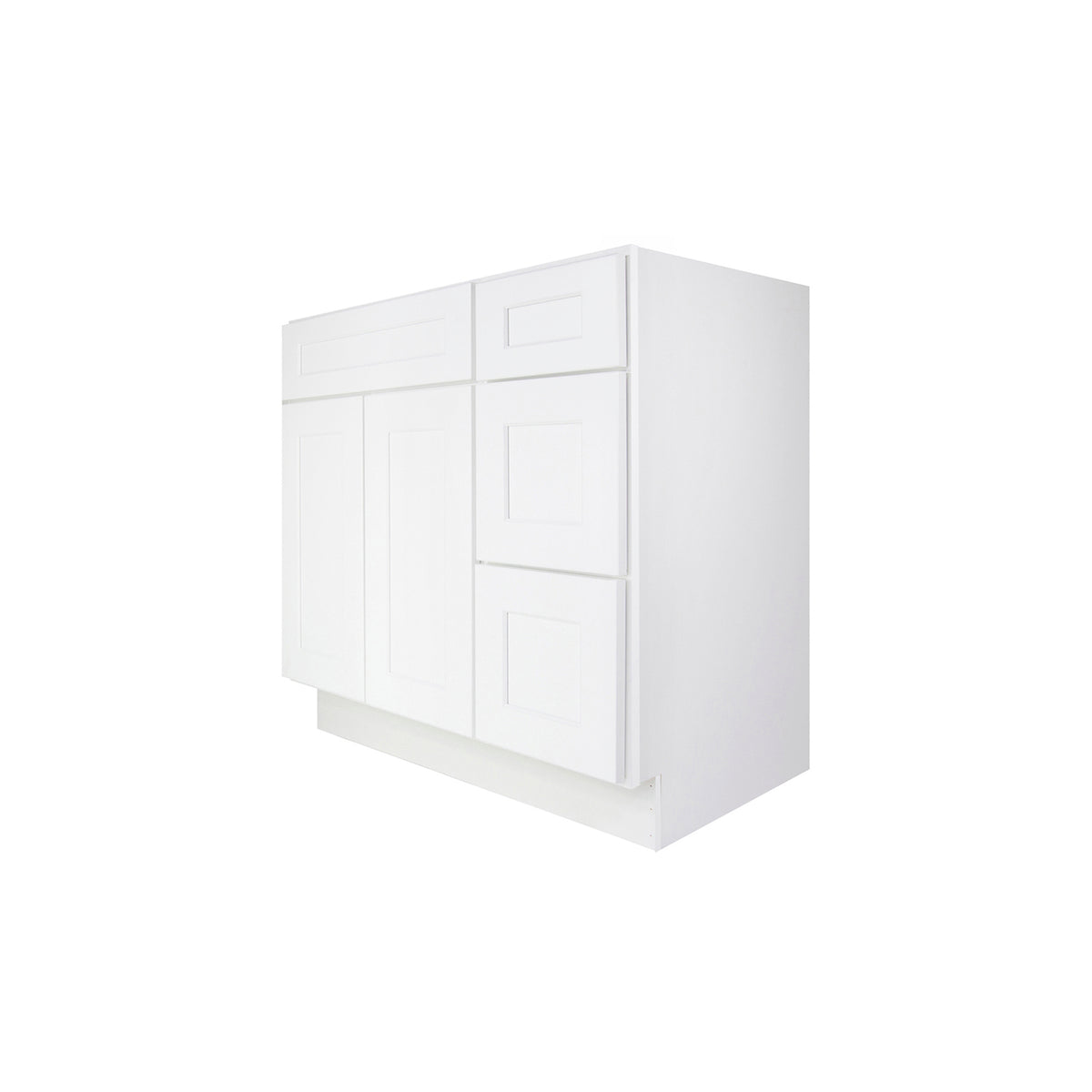 Easy-DIY Combo Bases - Drawers Right 36 in. W x 21 in. D x 34.5 in. H Bath Vanity Cabinet without Top in Shaker White