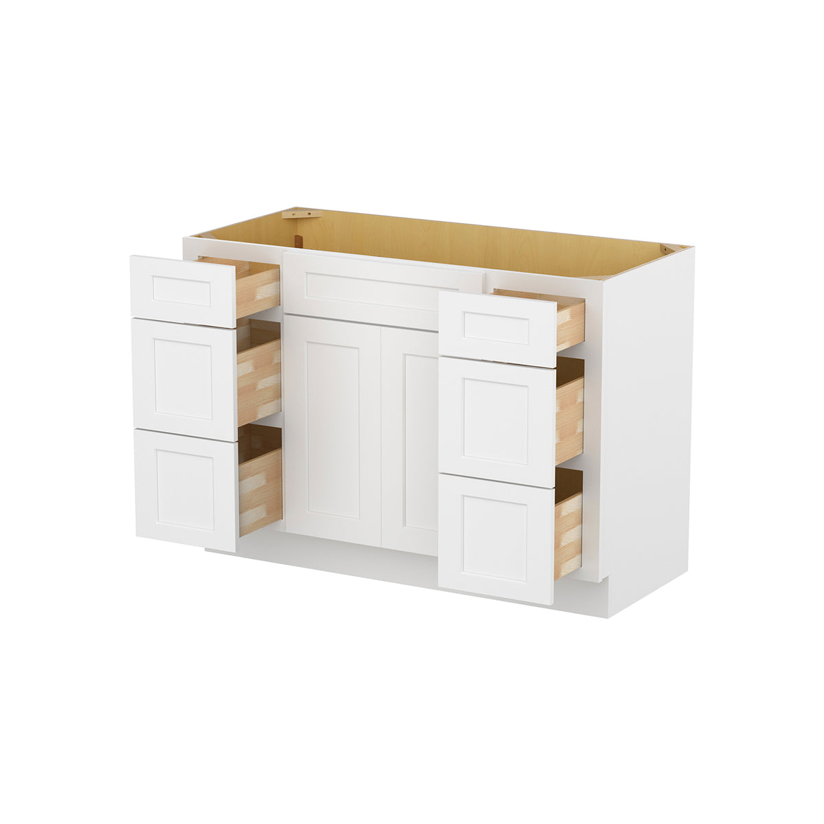 Easy-DIY Combo Bases - Two Drawer Stack 48 in. W x 21 in. D x 34.5 in. H Bath Vanity Cabinet without Top in Shaker White