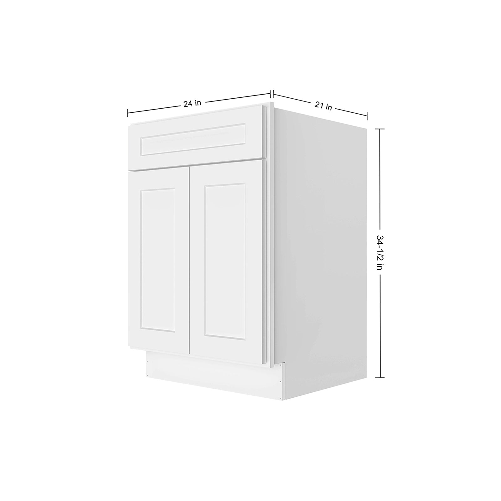 Camlock 24 in. W. x 21 in. D x 34.5 in. H Ready to Assemble Bath Vanity Cabinet without Top in Shaker White