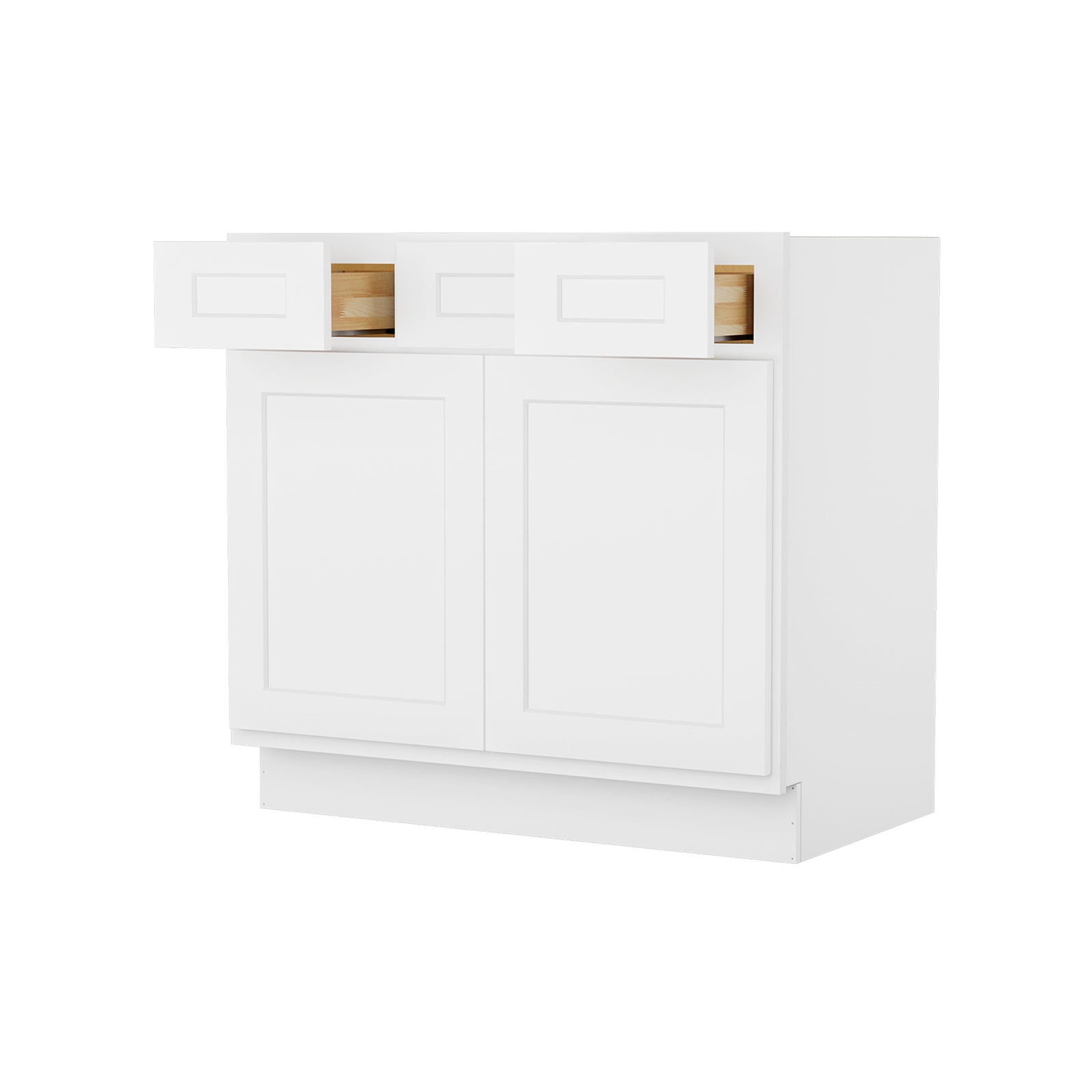 Camlock 2-Drawer 36 in. W x 21 in. D x 34.5 in. H Ready to Assemble Bath Vanity Cabinet without Top in Shaker White